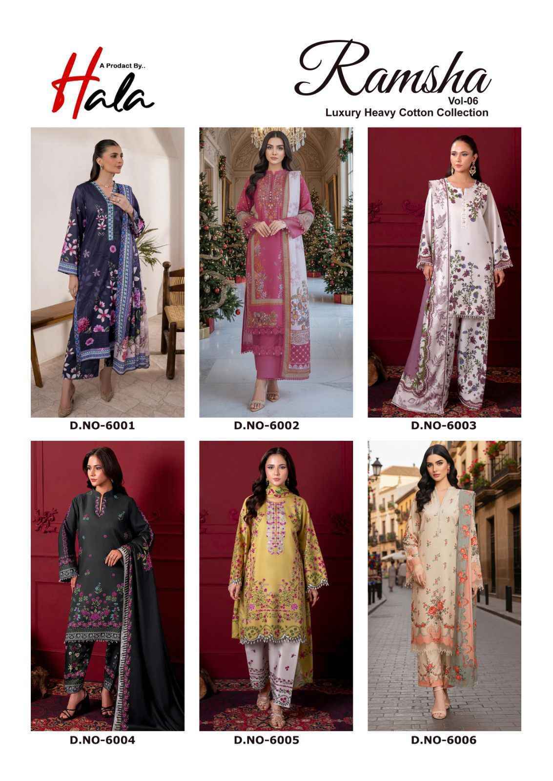 Hala Ramsha Vol-6 Cotton Dress Material (6 pcs Catalogue)