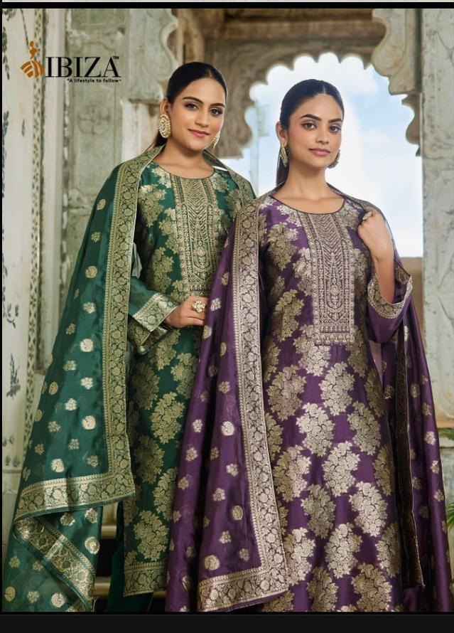 Ibiza Rangeen Banglory Silk Jacquard Dress Material (4 pcs Catalogue)