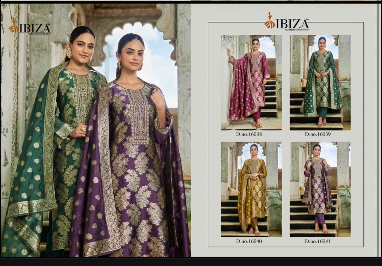 Ibiza Rangeen Banglory Silk Jacquard Dress Material (4 pcs Catalogue)