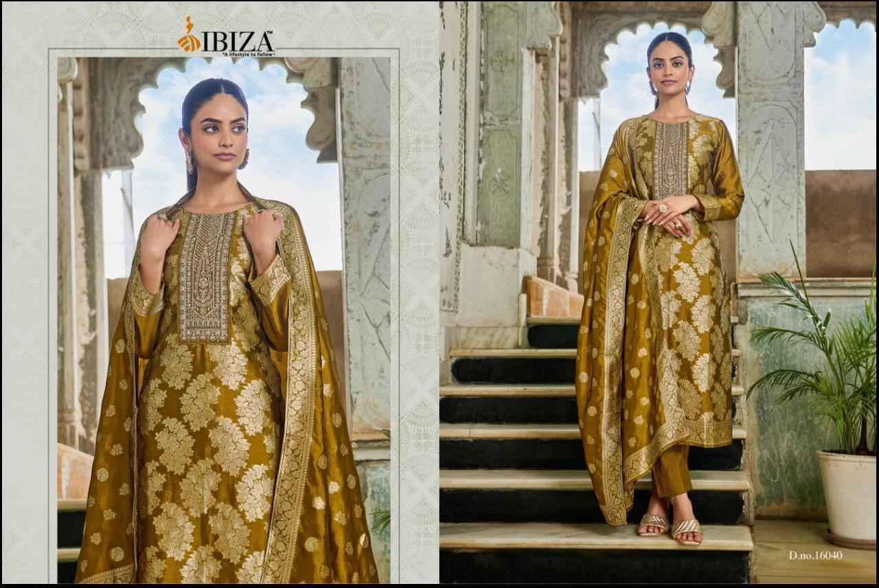 Ibiza Rangeen Banglory Silk Jacquard Dress Material (4 pcs Catalogue)
