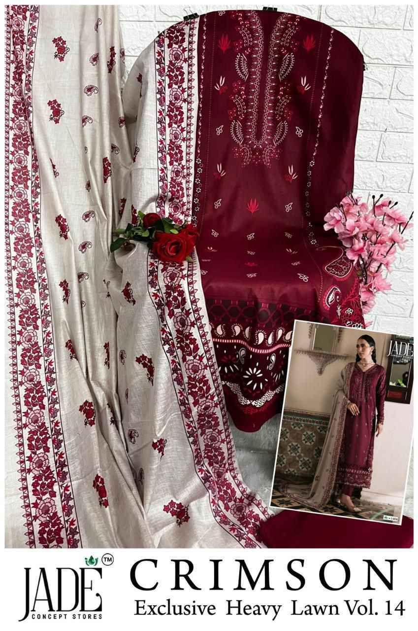 Jade Crimson Vol-14 Lawn Cotton Dress Material (6 pc Cataloge)