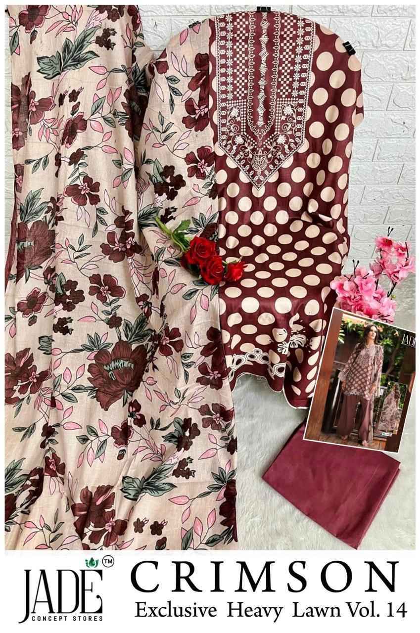 Jade Crimson Vol-14 Lawn Cotton Dress Material (6 pc Cataloge)