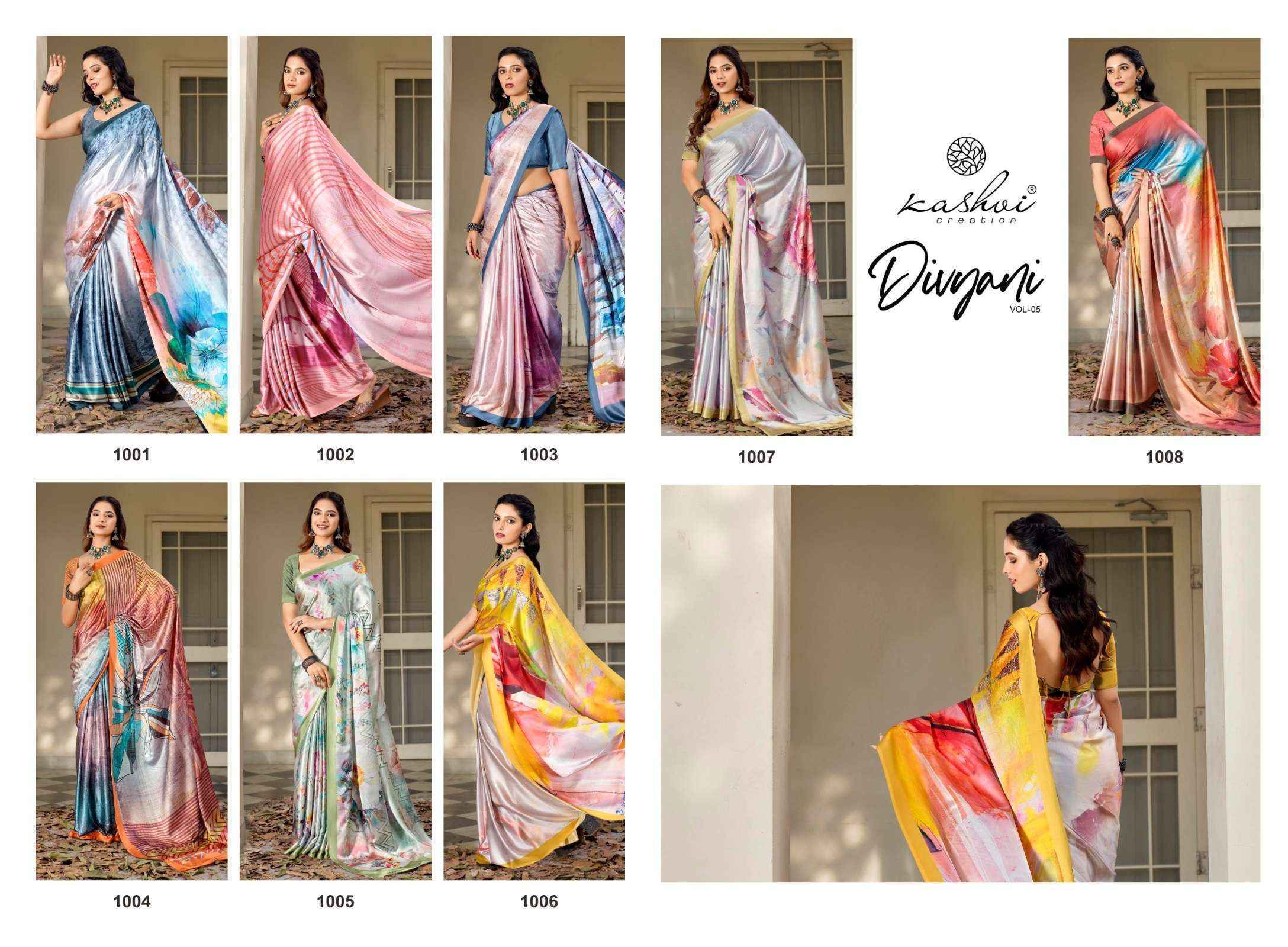 Kashvi Divyani Vol-5 Satin Saree (8 pcs Catalogue)