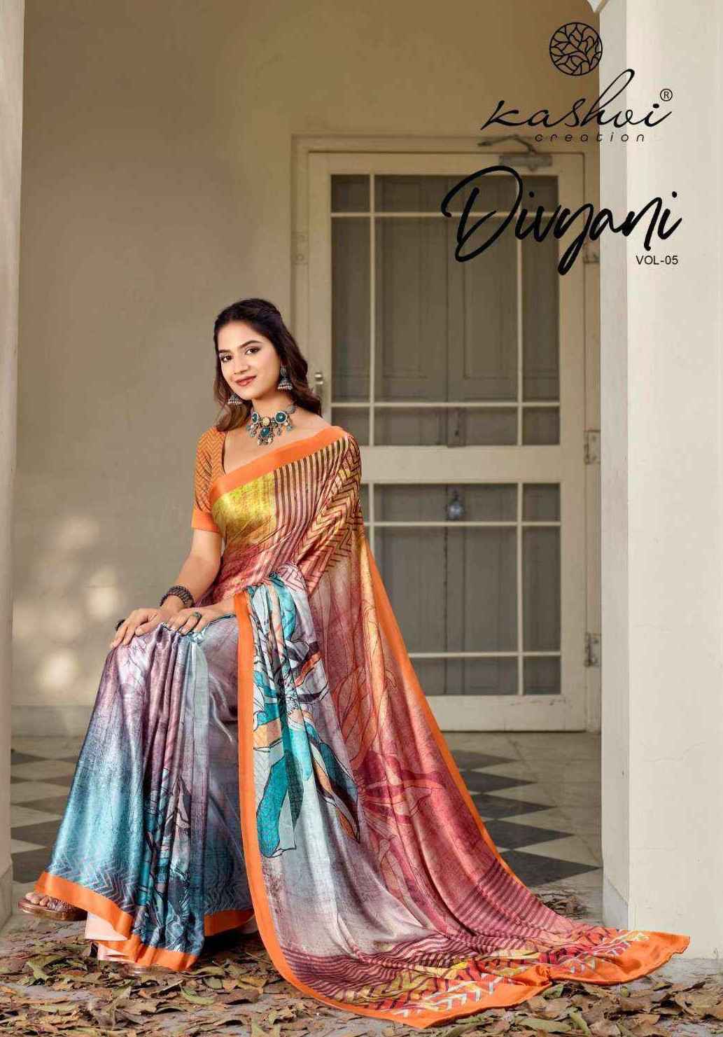 Kashvi Divyani Vol-5 Satin Saree (8 pcs Catalogue)
