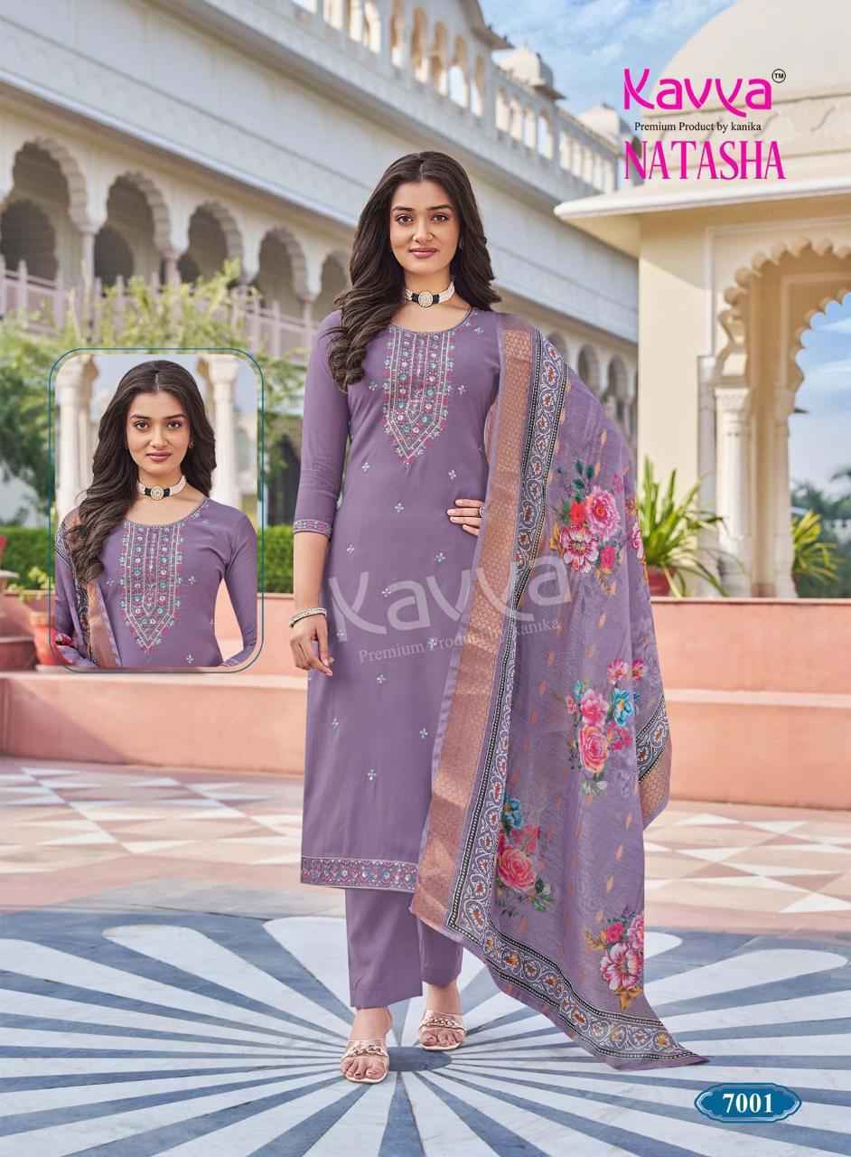 Kavya Natasha Vol-7 Roman Silk Readymade Suit (10 pcs Catalogue)