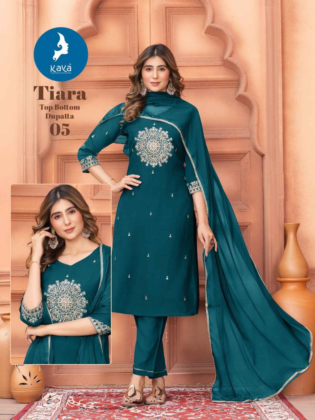 Kaya Tiara Mul Chanderi Readymade Suit (6 pcs Catalogue)