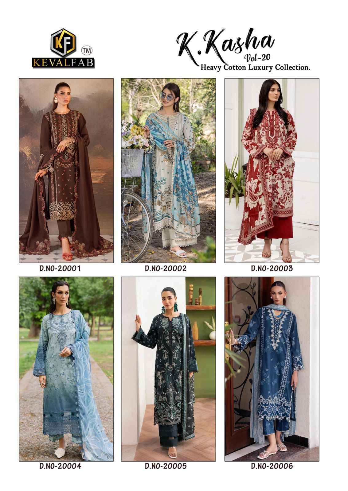 Keval Fab K Kasha Vol-20 Cotton Dress Material (6 pc Cataloge)