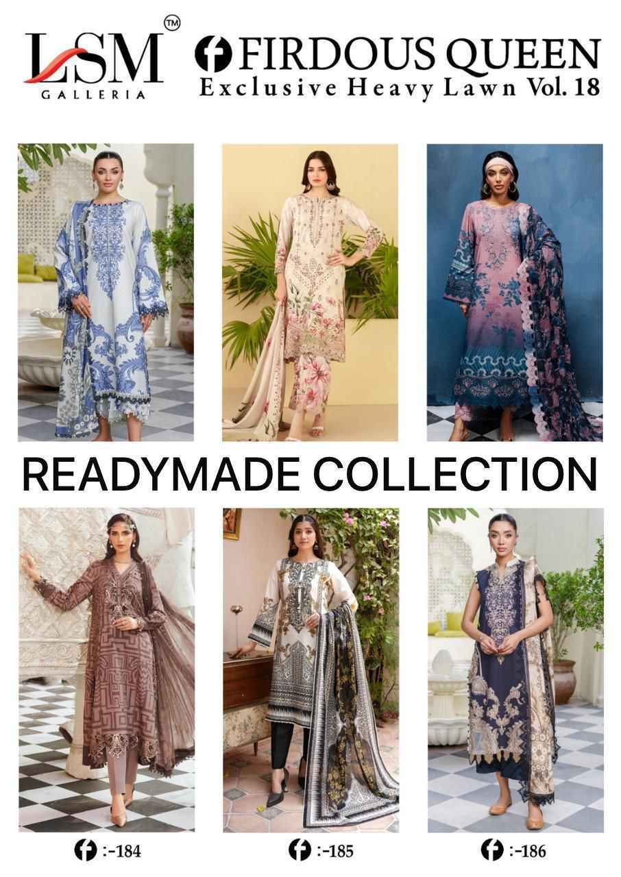 LSM Galleria Firdous Queen Lawn Vol 18 Readymade Lawn Cotton Dress 6 pcs Catalogue