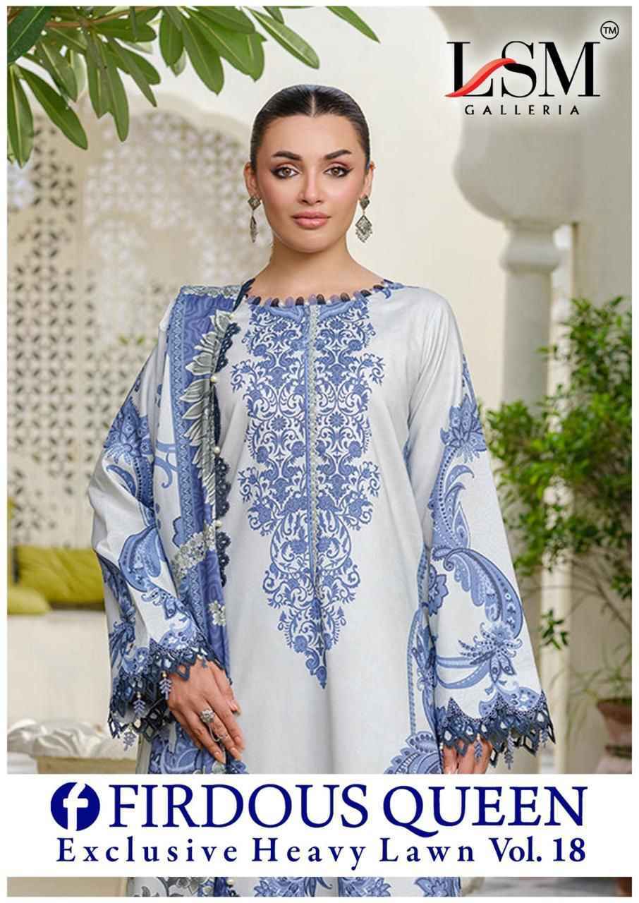 LSM Galleria Firdous Queen Lawn Vol 18 Readymade Lawn Cotton Dress 6 pcs Catalogue