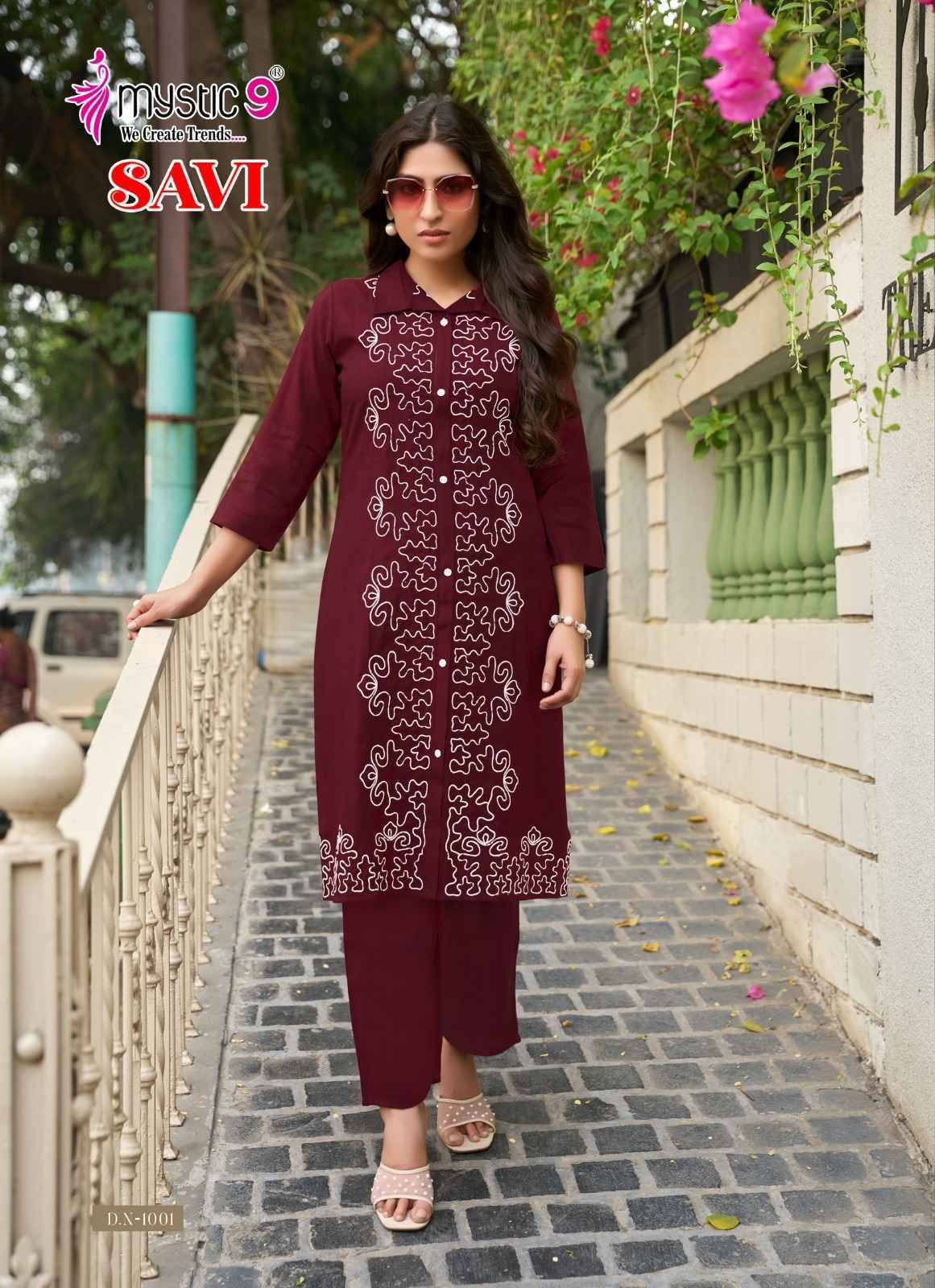 Mystic 9 Savi Vol-1 Vertican Foil Co Ord Set (10 pcs Catalogue)