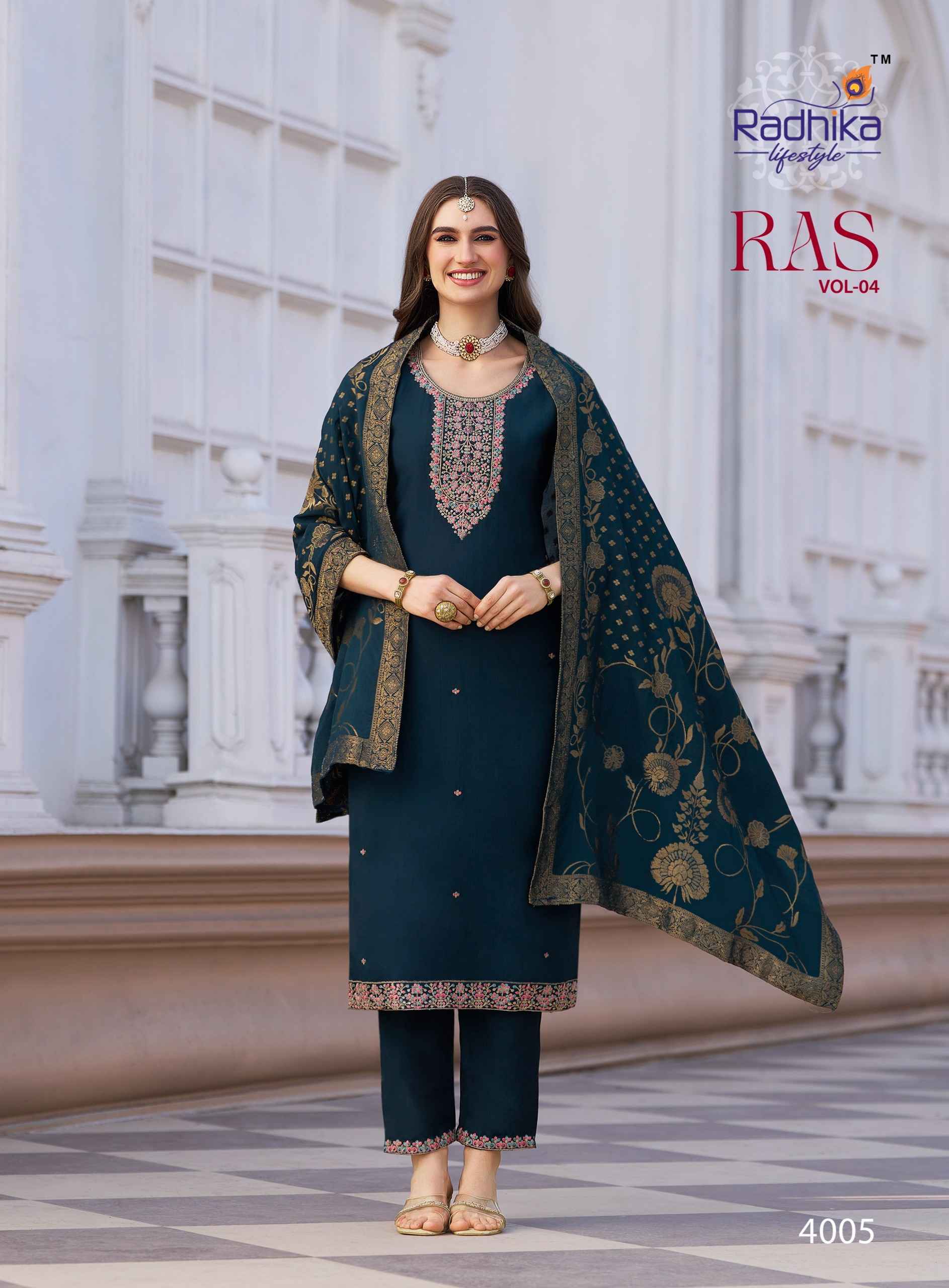 Radhika Lifestyle RAS Vol 4 Vertican Silk Kurti Combo 6 pcs Catalogue