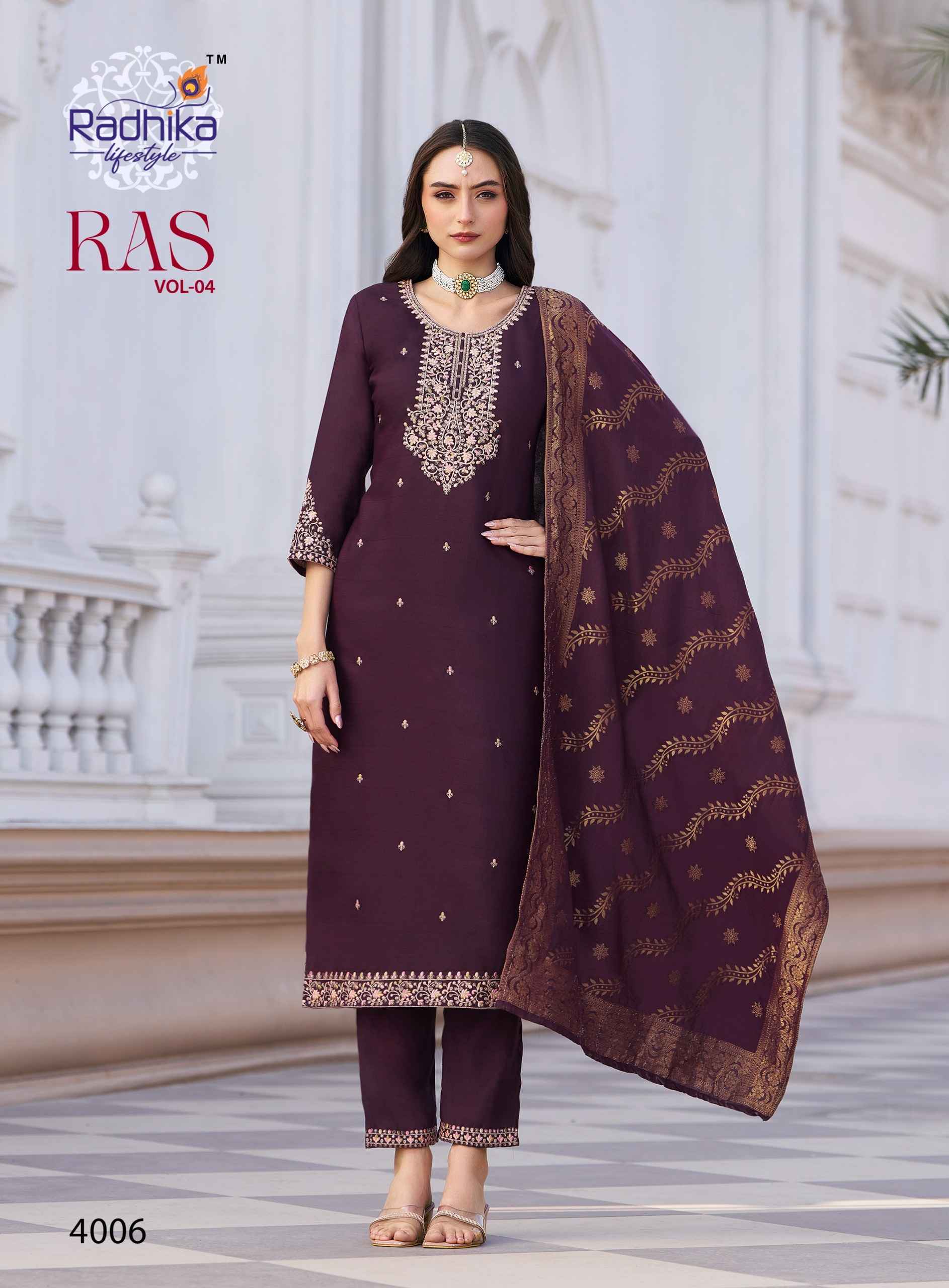 Radhika Lifestyle RAS Vol 4 Vertican Silk Kurti Combo 6 pcs Catalogue