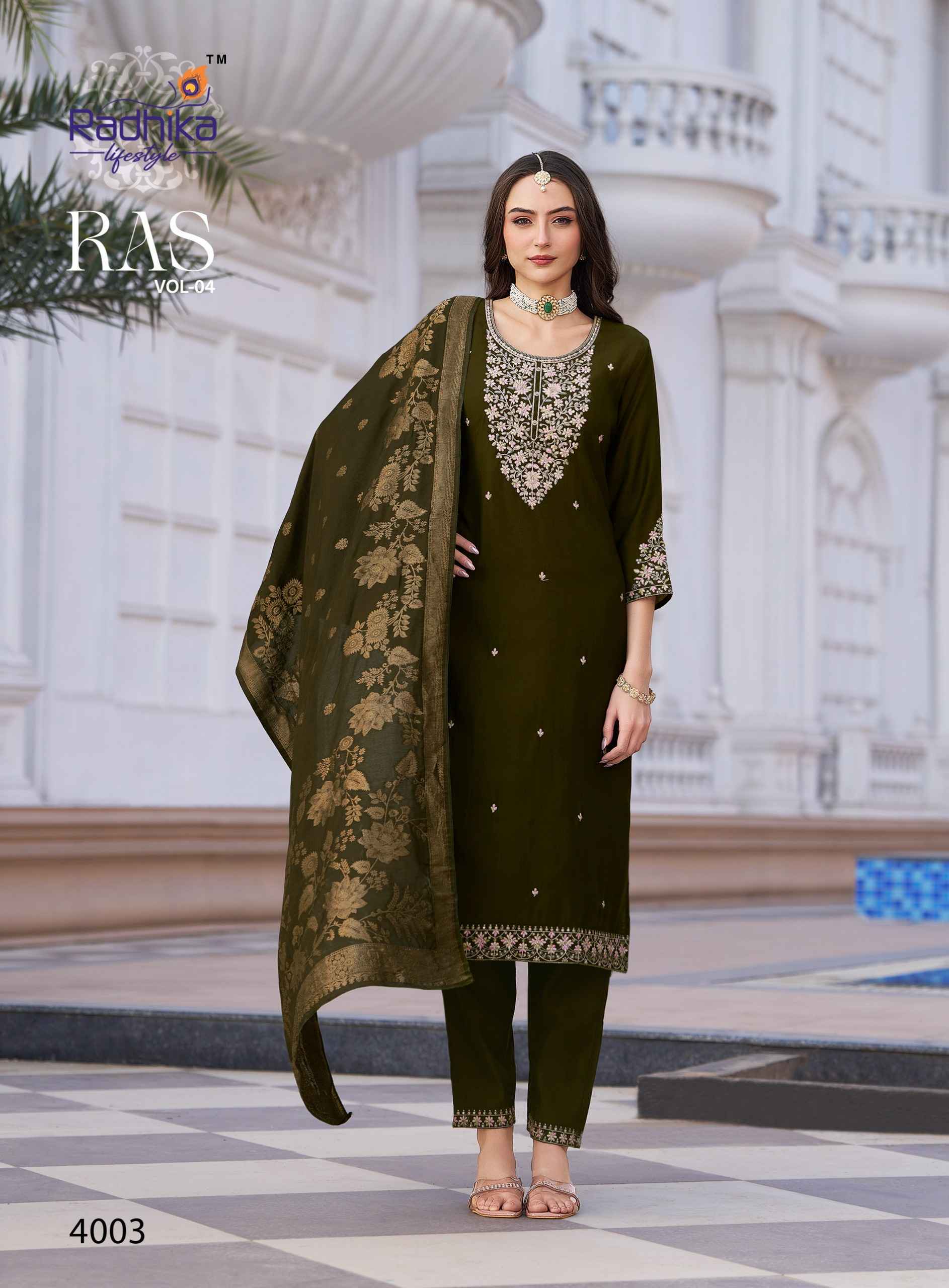 Radhika Lifestyle RAS Vol 4 Vertican Silk Kurti Combo 6 pcs Catalogue