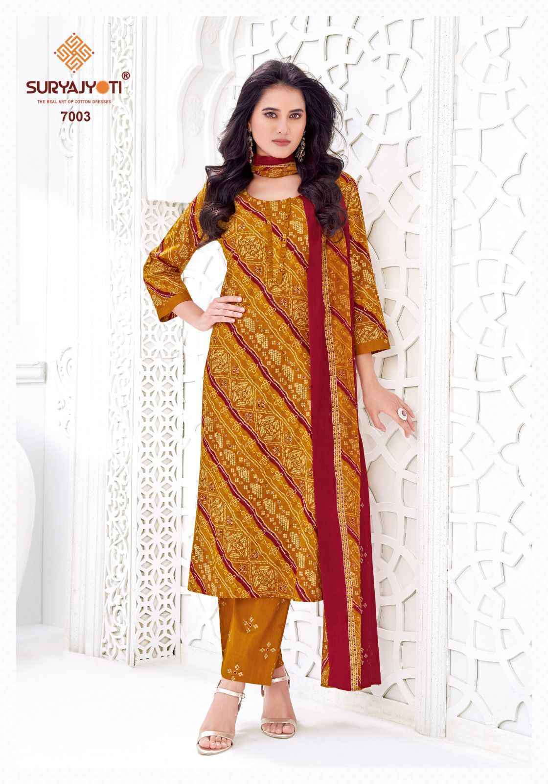 Suryajyoti Bandhani Lehariya Special Vol-7 Readymade Cotton Dress (8 pcs Catalogue)