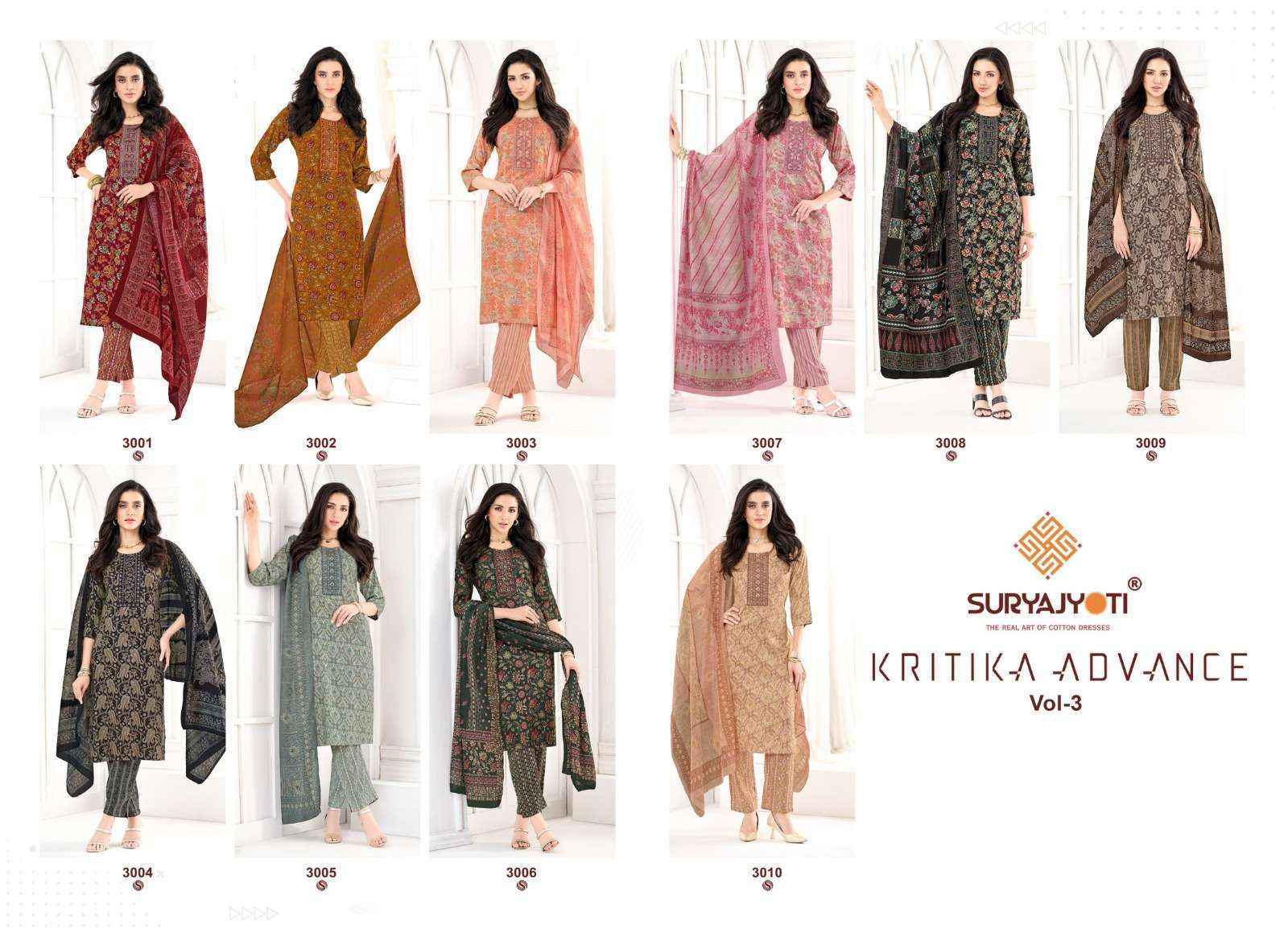 Suryajyoti Kritika Advance Vol-3 Readymade Rayon Dress (10 pcs Catalogue)