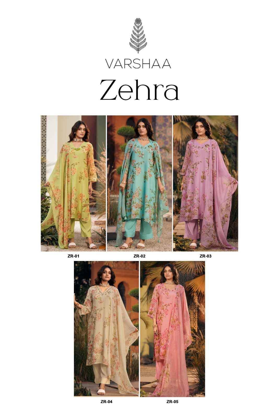 Varshaa Zehra Mul Chanderi Dress Material (5 pcs Catalogue)
