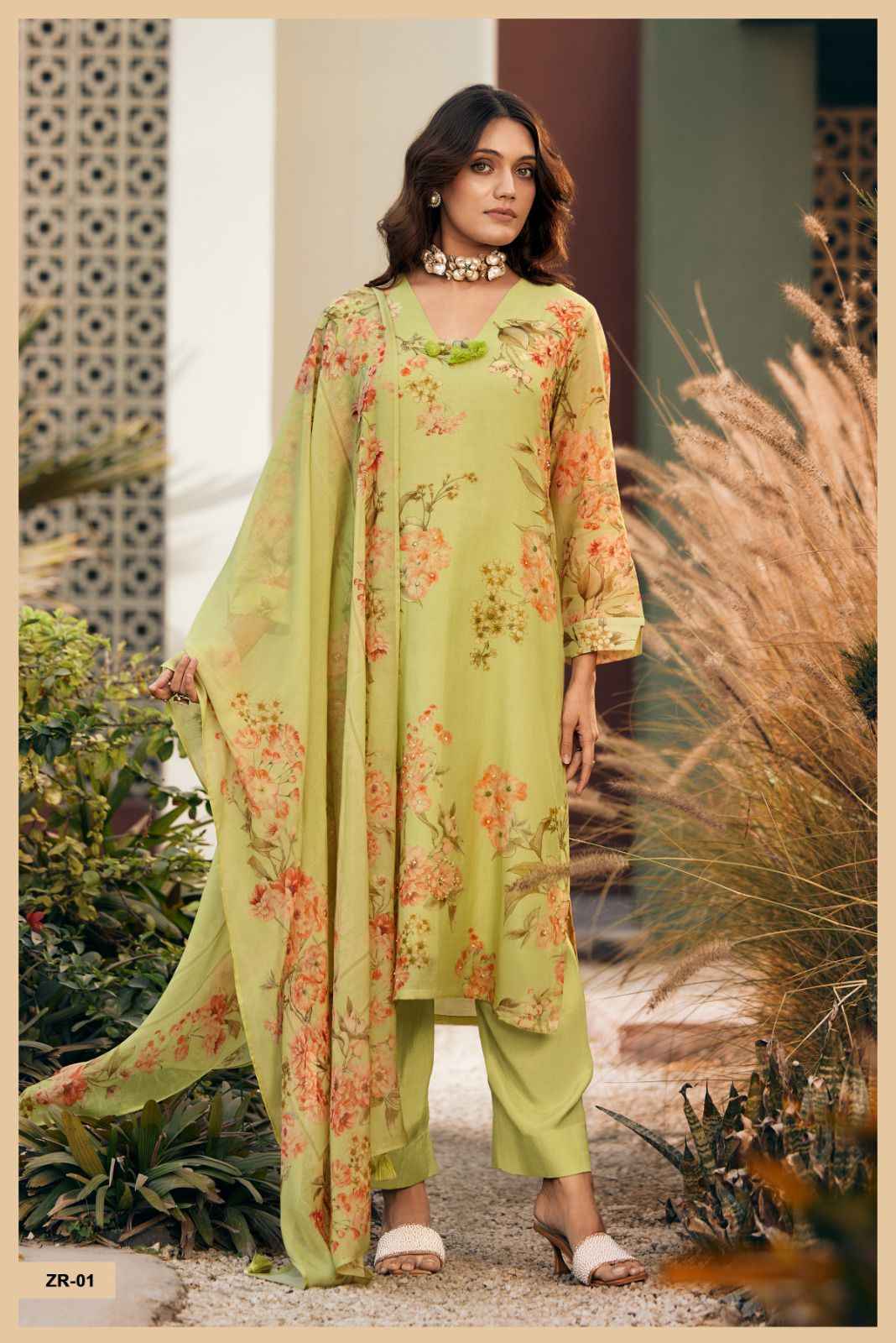 Varshaa Zehra Mul Chanderi Dress Material (5 pcs Catalogue)