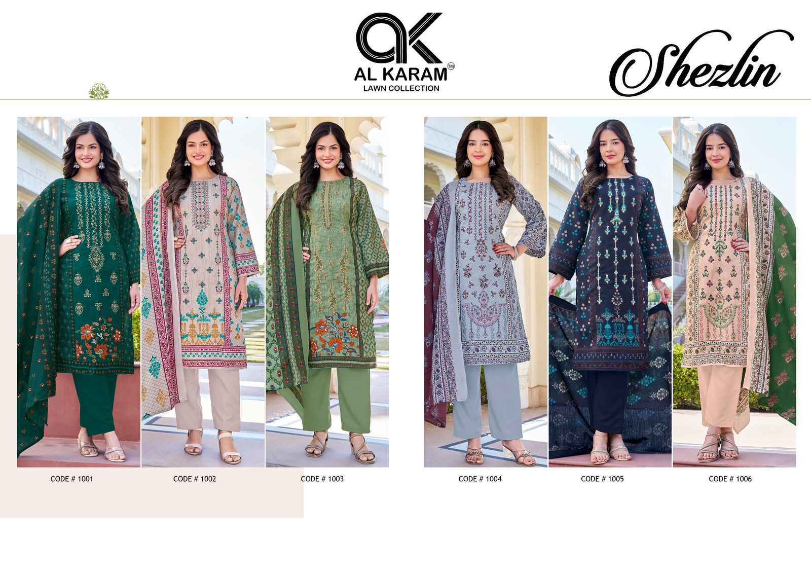 Al Karam Shezlin Reyon cotton Dress Material (6 pcs Catalogue)