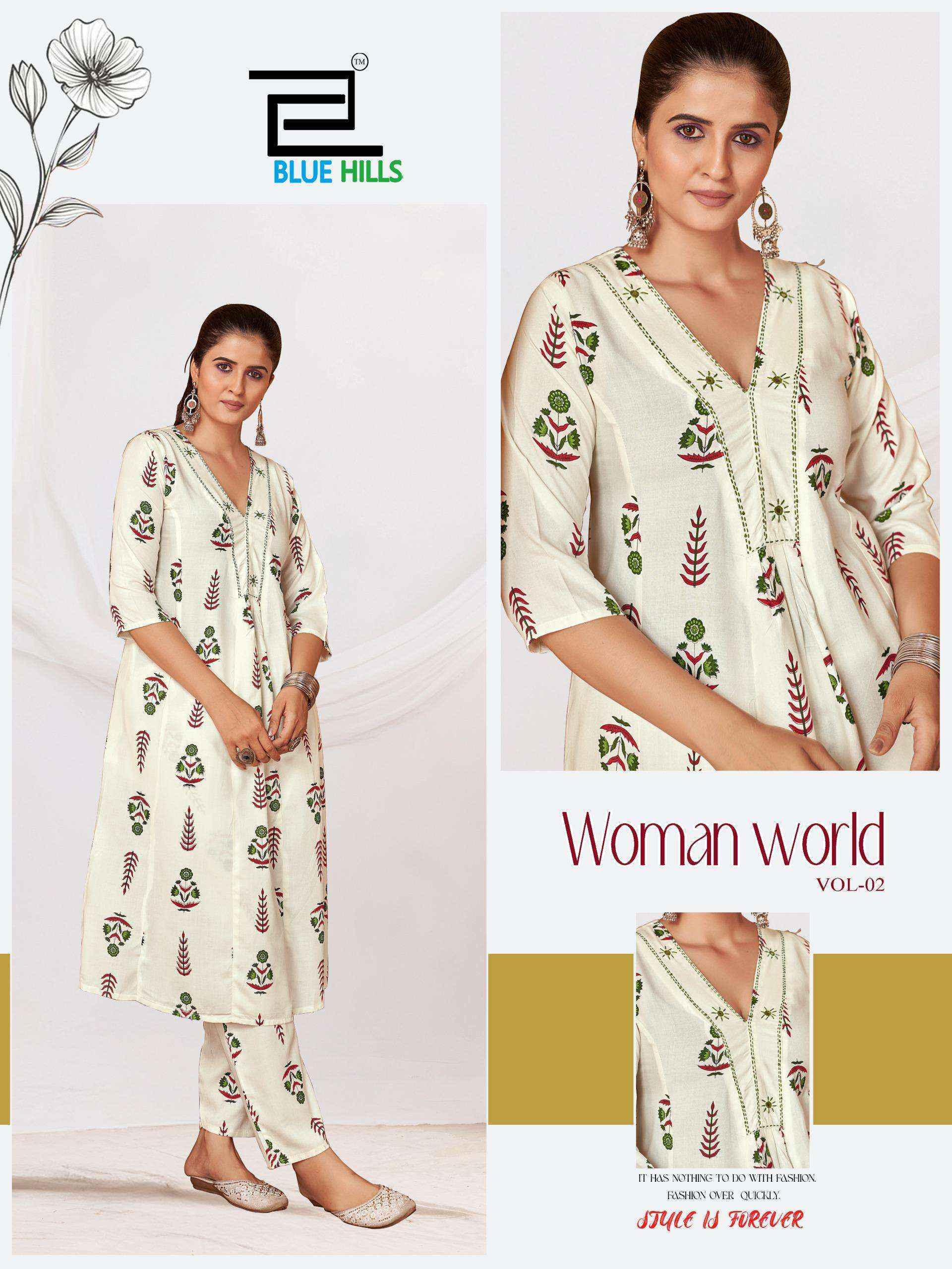 Blue Hills Woman World Vol-2 Rayon Kurti With Bottom (4 pcs Catalogue)