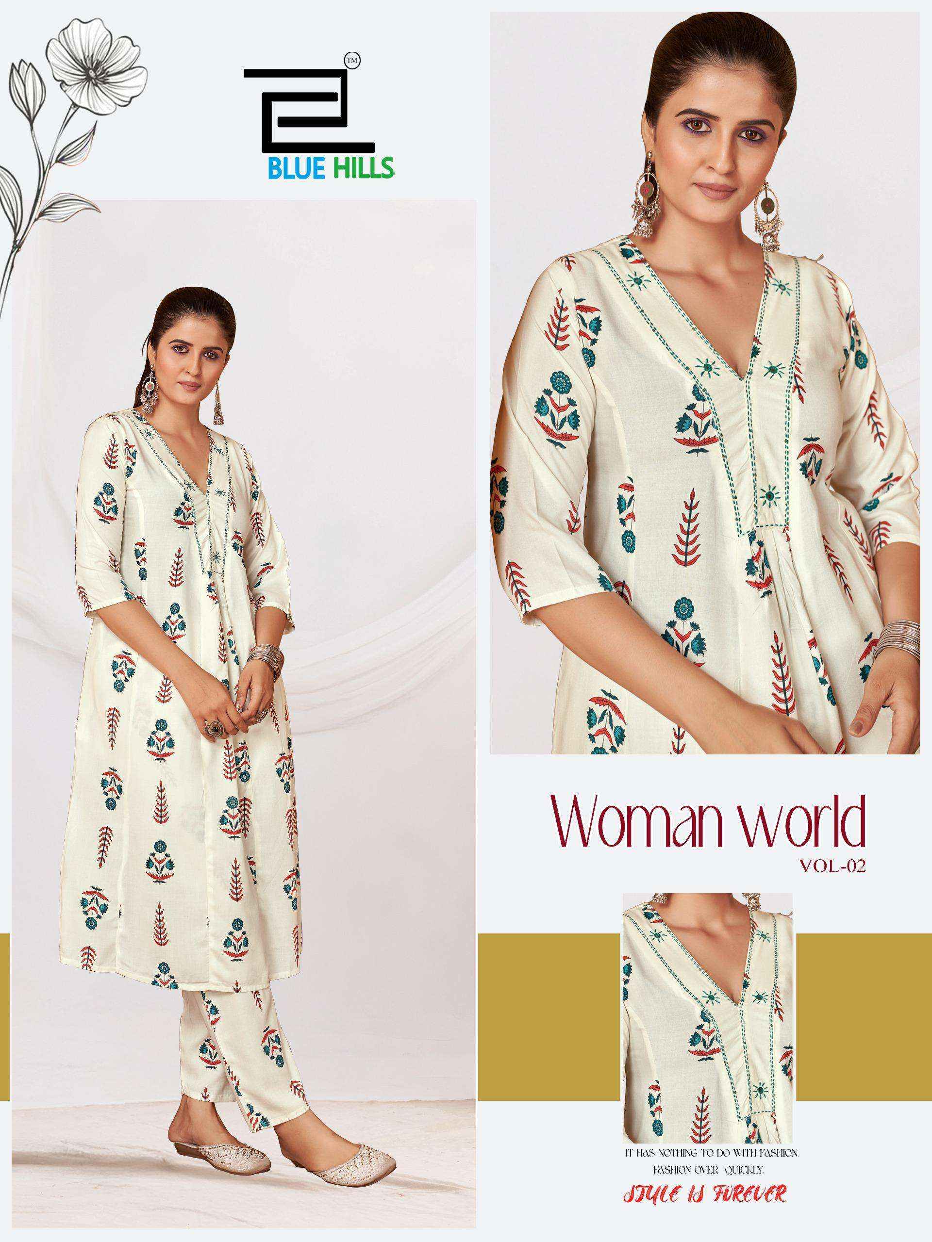 Blue Hills Woman World Vol-2 Rayon Kurti With Bottom (4 pcs Catalogue)