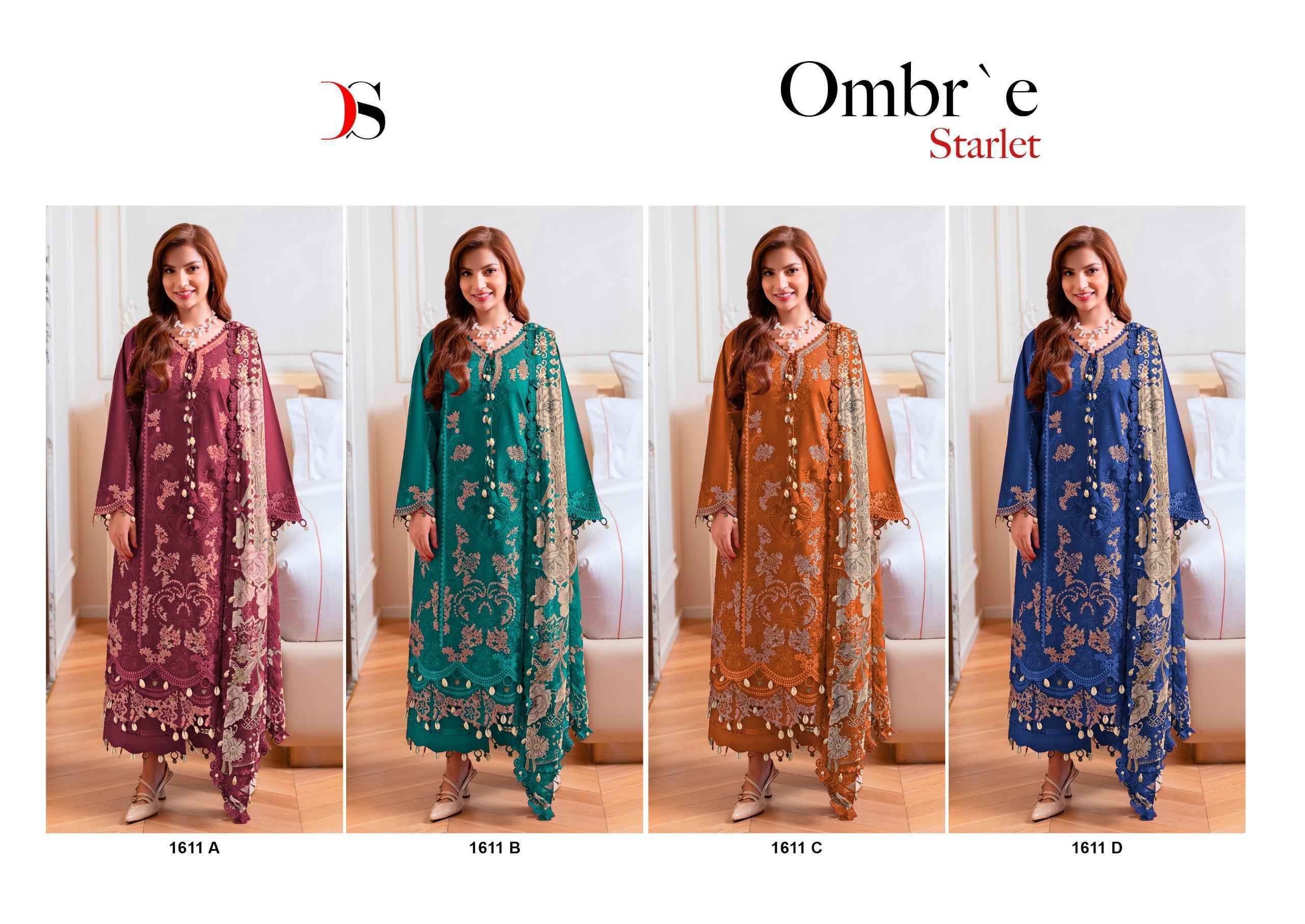 Deepsy Ombre Starlet Hit Design-1611 Cotton Dress Material (4 pcs Catalogue)