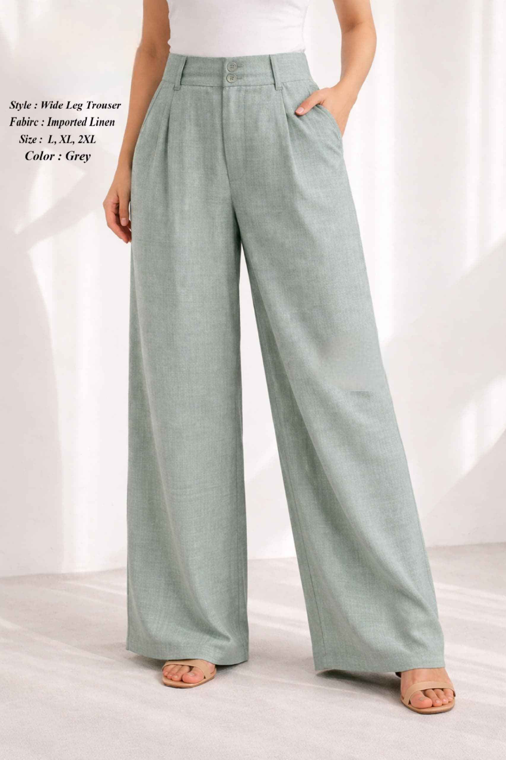 Fab Firki-01 Cotton Linen High-Waist Wide Leg Trouser (7 Pc Catalouge)