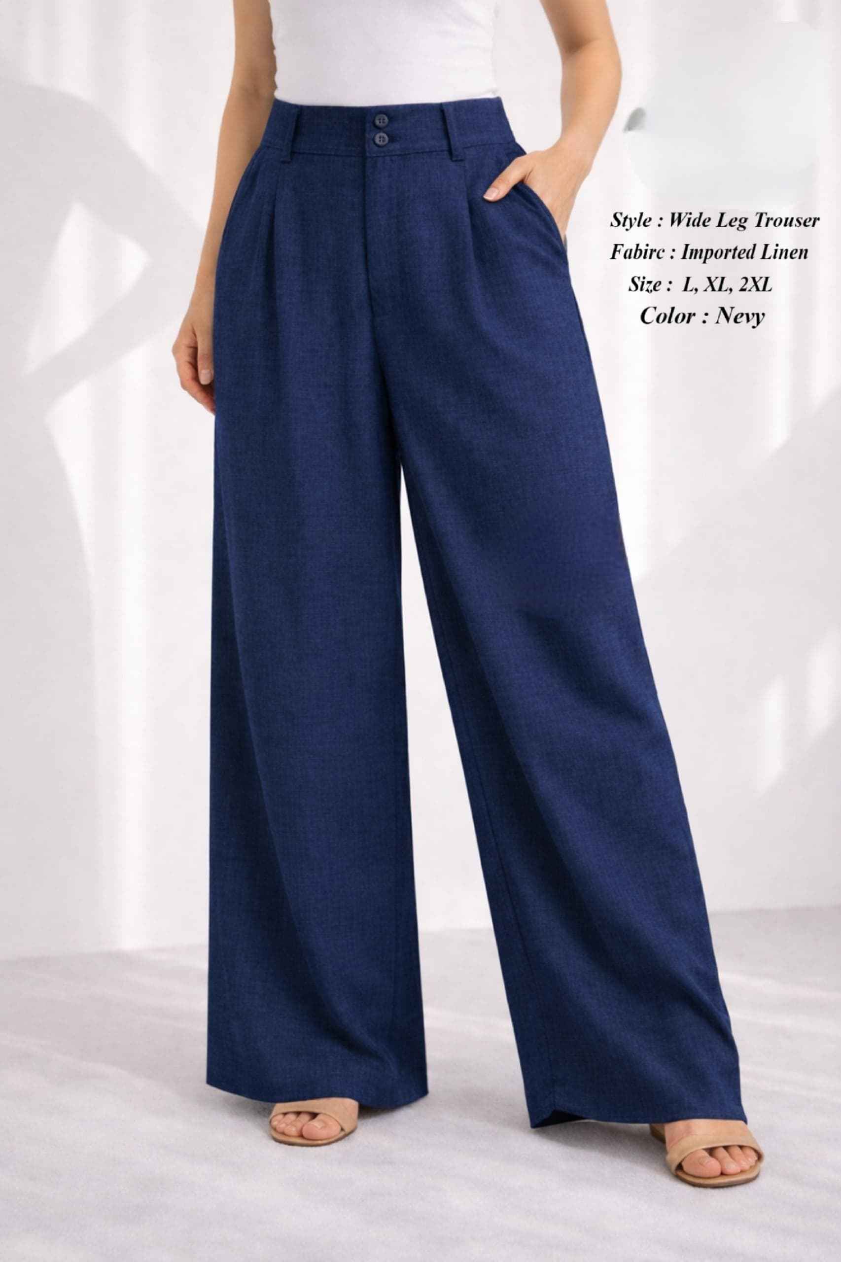 Fab Firki-01 Cotton Linen High-Waist Wide Leg Trouser (7 Pc Catalouge)