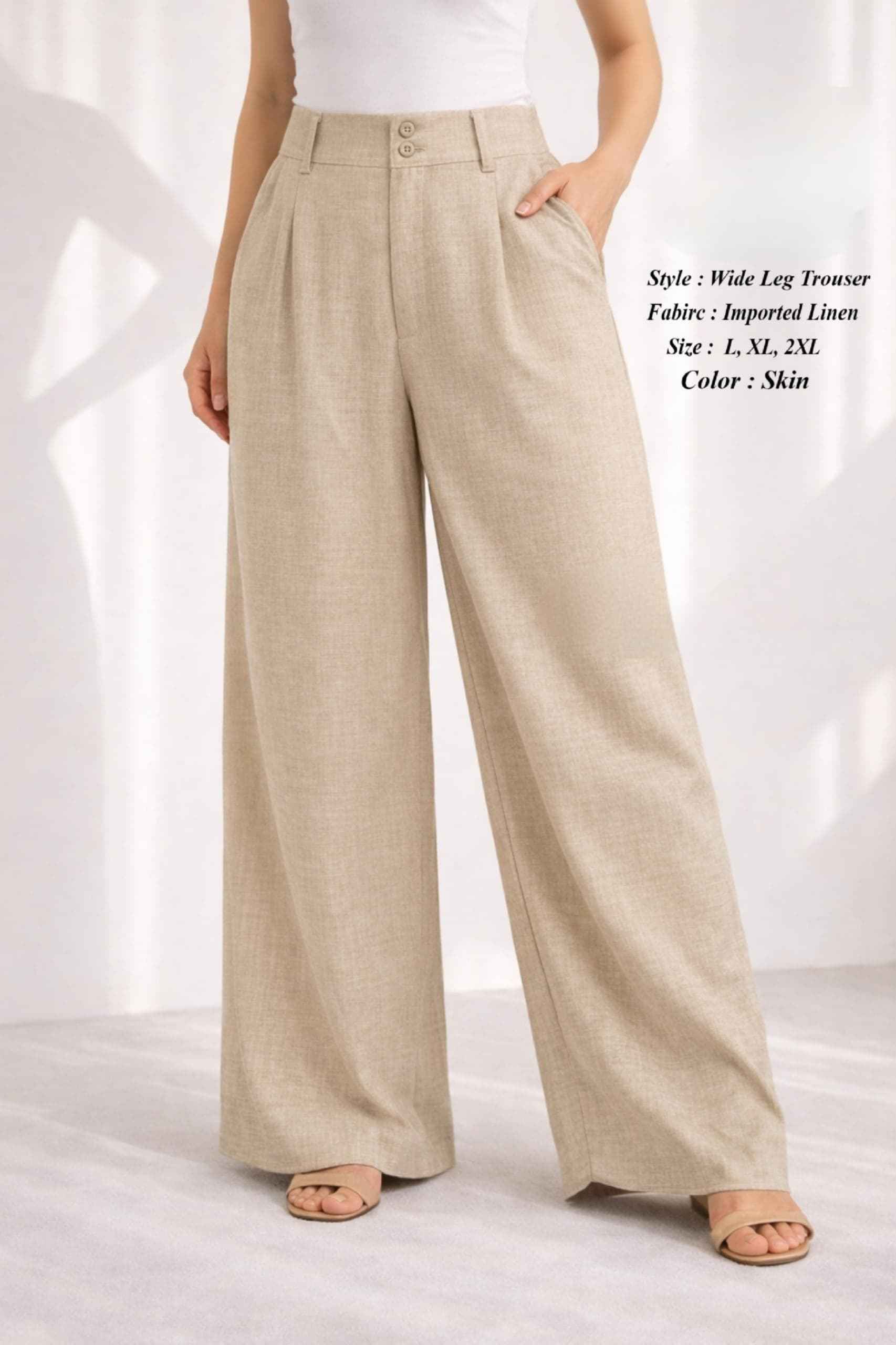 Fab Firki-01 Cotton Linen High-Waist Wide Leg Trouser (7 Pc Catalouge)