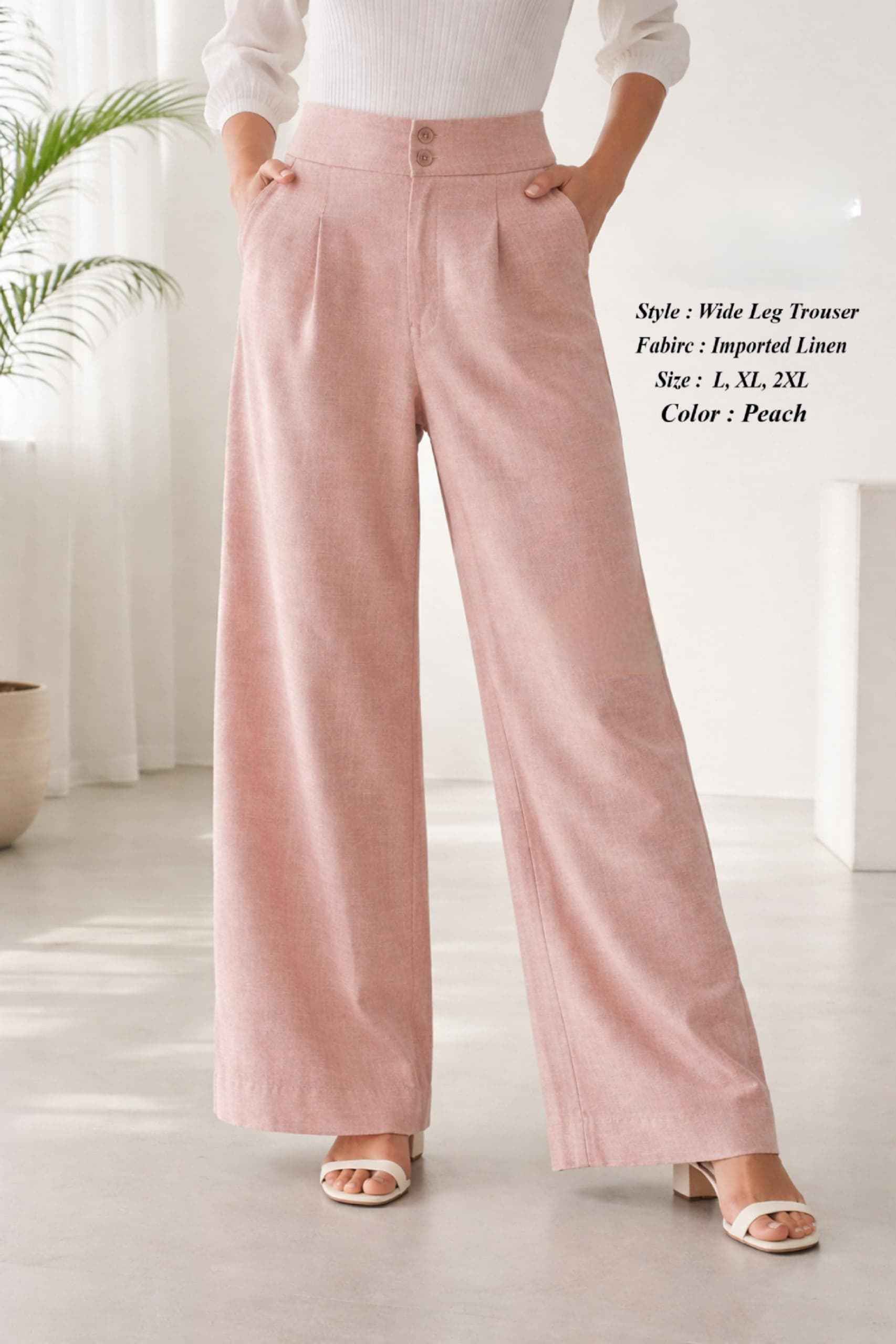 Fab Firki-01 Cotton Linen High-Waist Wide Leg Trouser (7 Pc Catalouge)