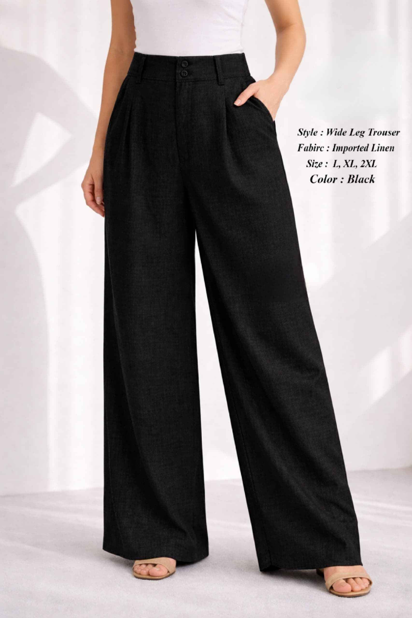 Fab Firki-01 Cotton Linen High-Waist Wide Leg Trouser (7 Pc Catalouge)