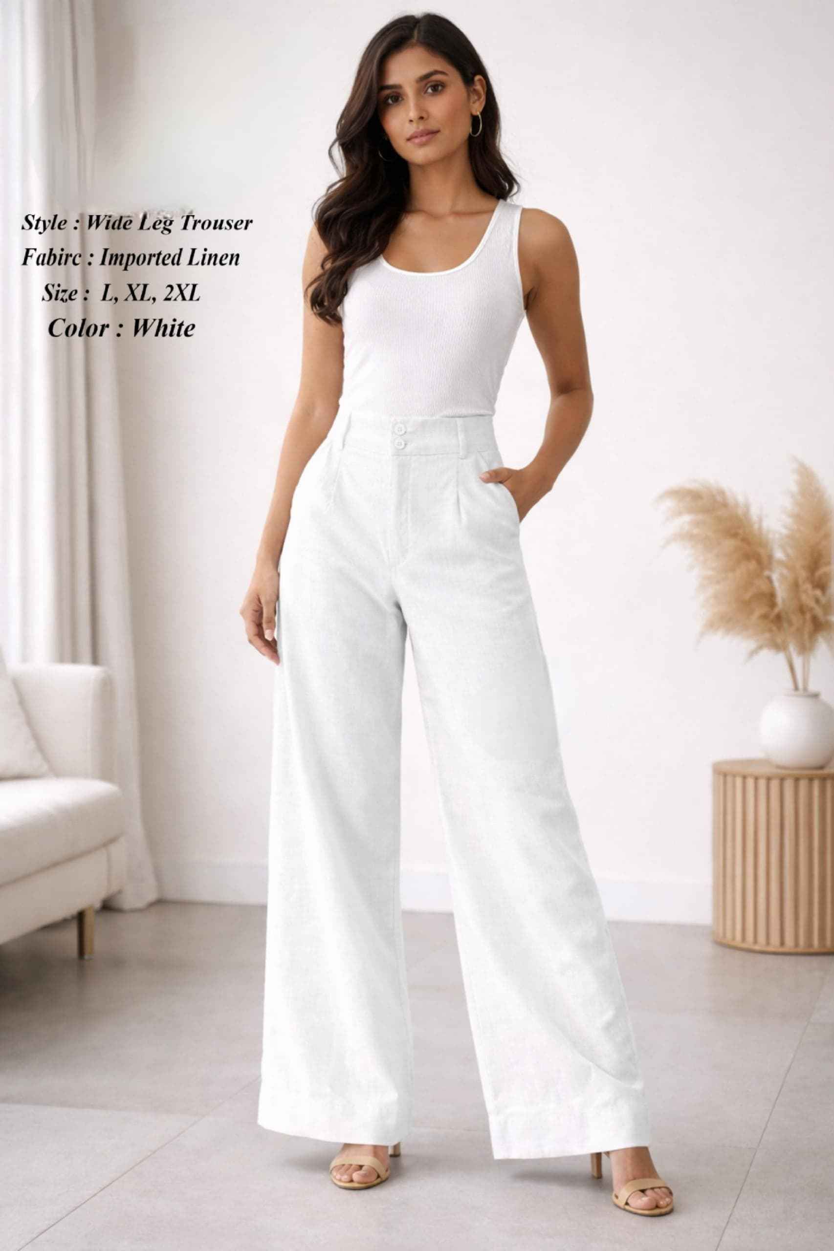 Fab Firki-01 Cotton Linen High-Waist Wide Leg Trouser (7 Pc Catalouge)