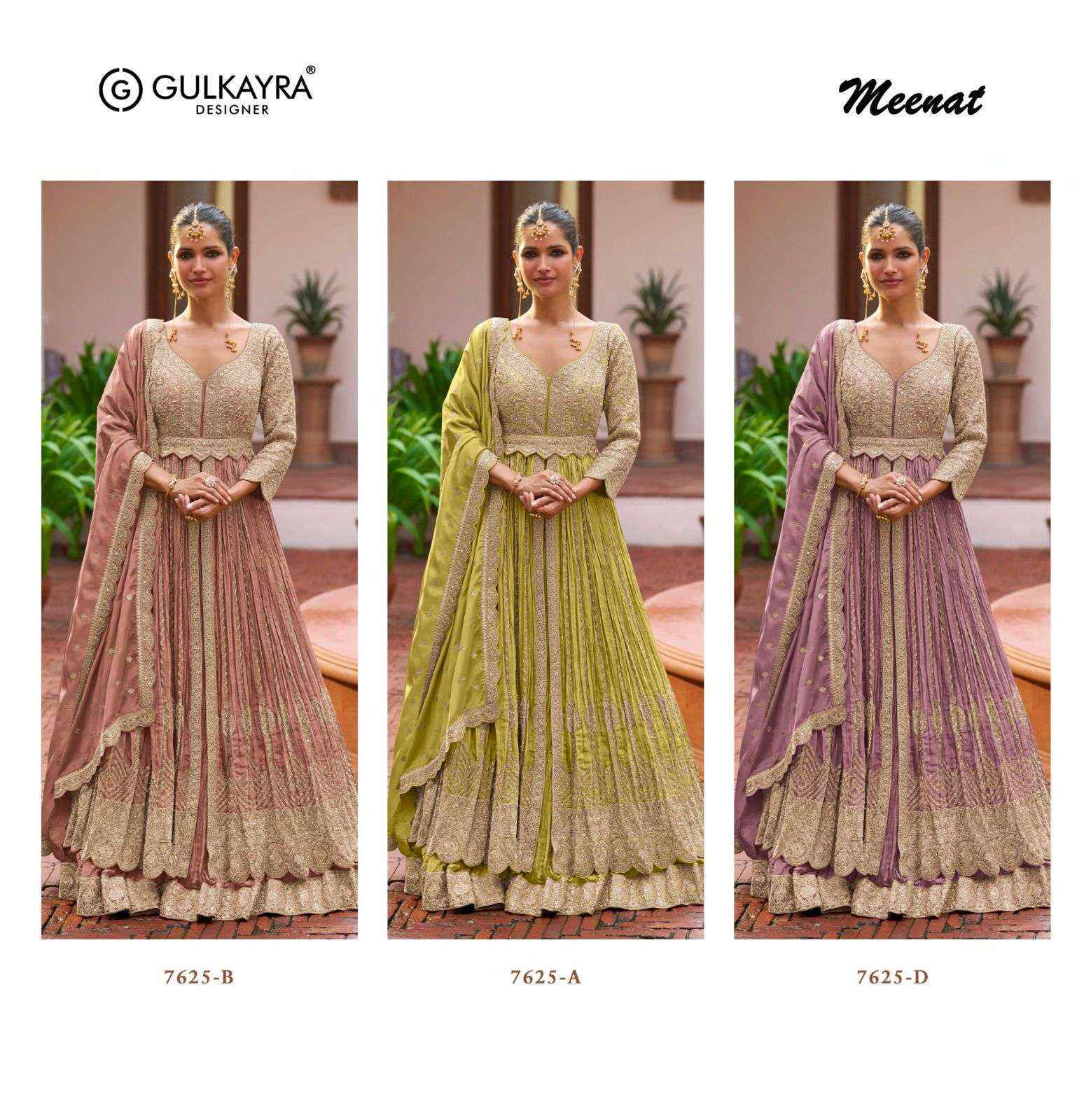 Gulkayra Designer Meenat Readymade Chinon Dress (3 Pcs Catalouge)