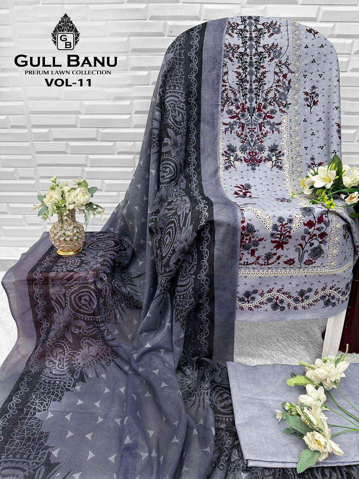 Gull Aahmed Gull Banu Vol-11 Cambric Cotton Dress Material (6 pcs Catalogue)
