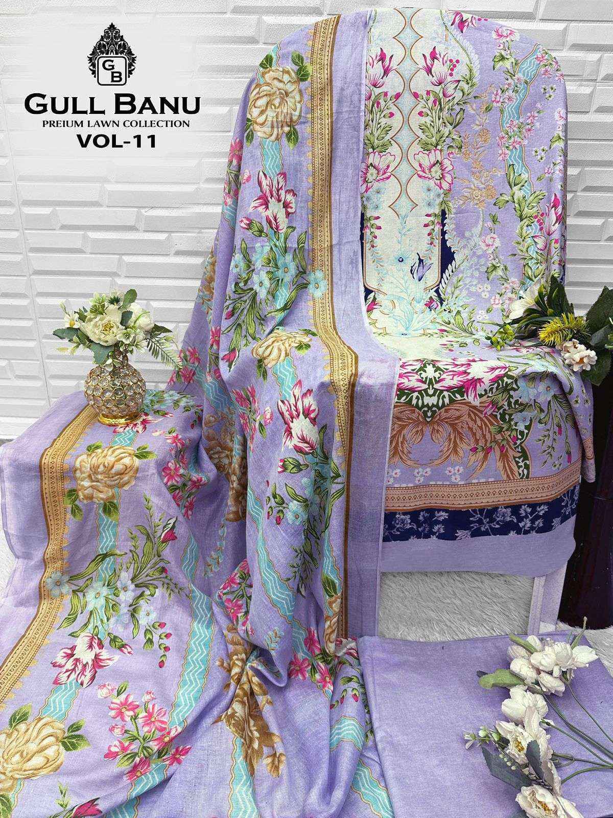 Gull Aahmed Gull Banu Vol-11 Cambric Cotton Dress Material (6 pcs Catalogue)