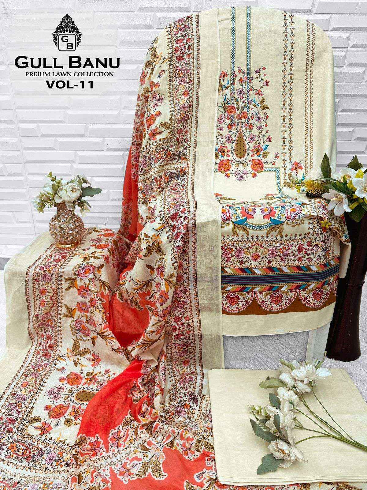 Gull Aahmed Gull Banu Vol-11 Cambric Cotton Dress Material (6 pcs Catalogue)