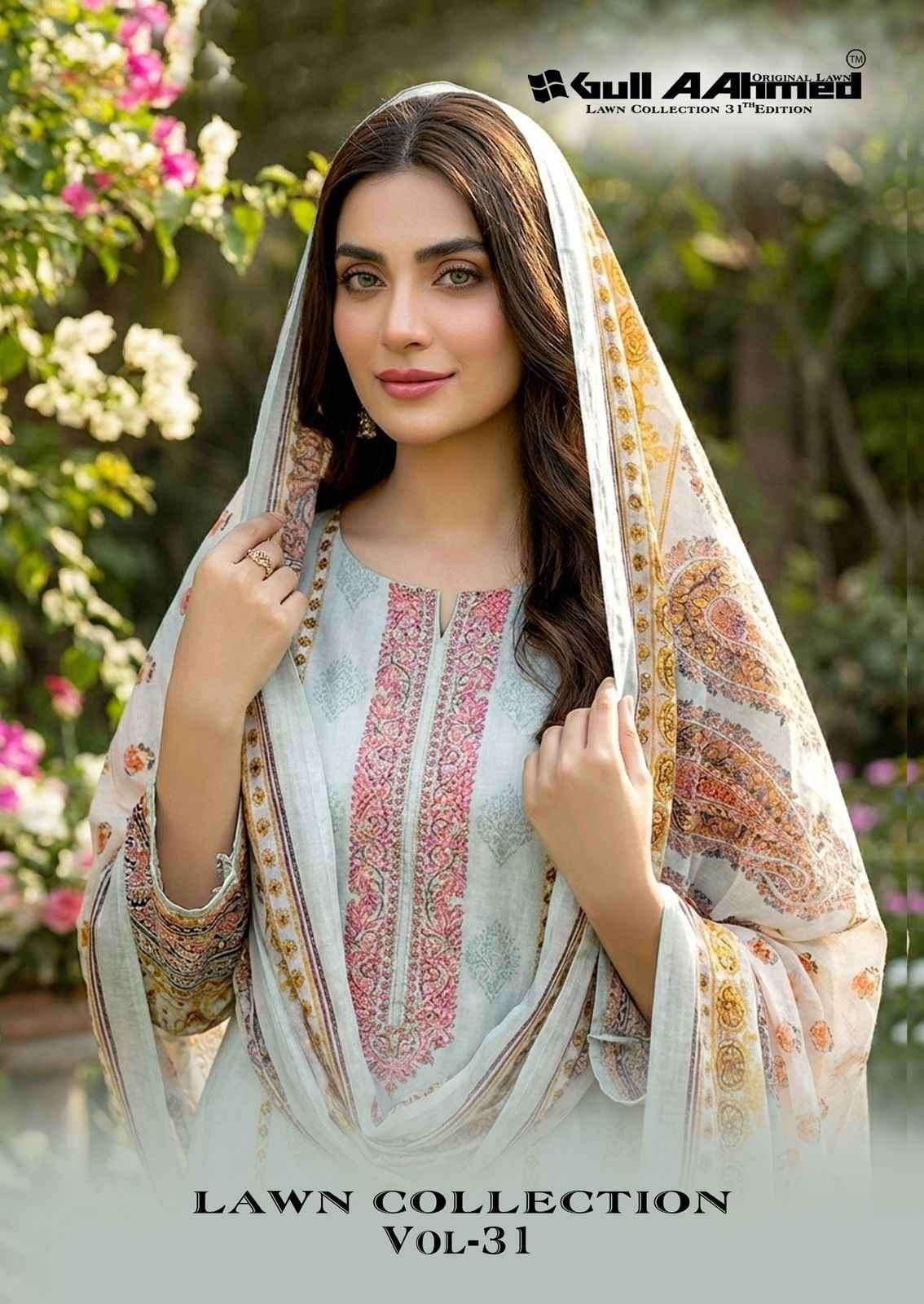 Gull Ahmed Lawn Collection Vol-31 Cambric Cotton Dress Material (6 Pc Catalouge)