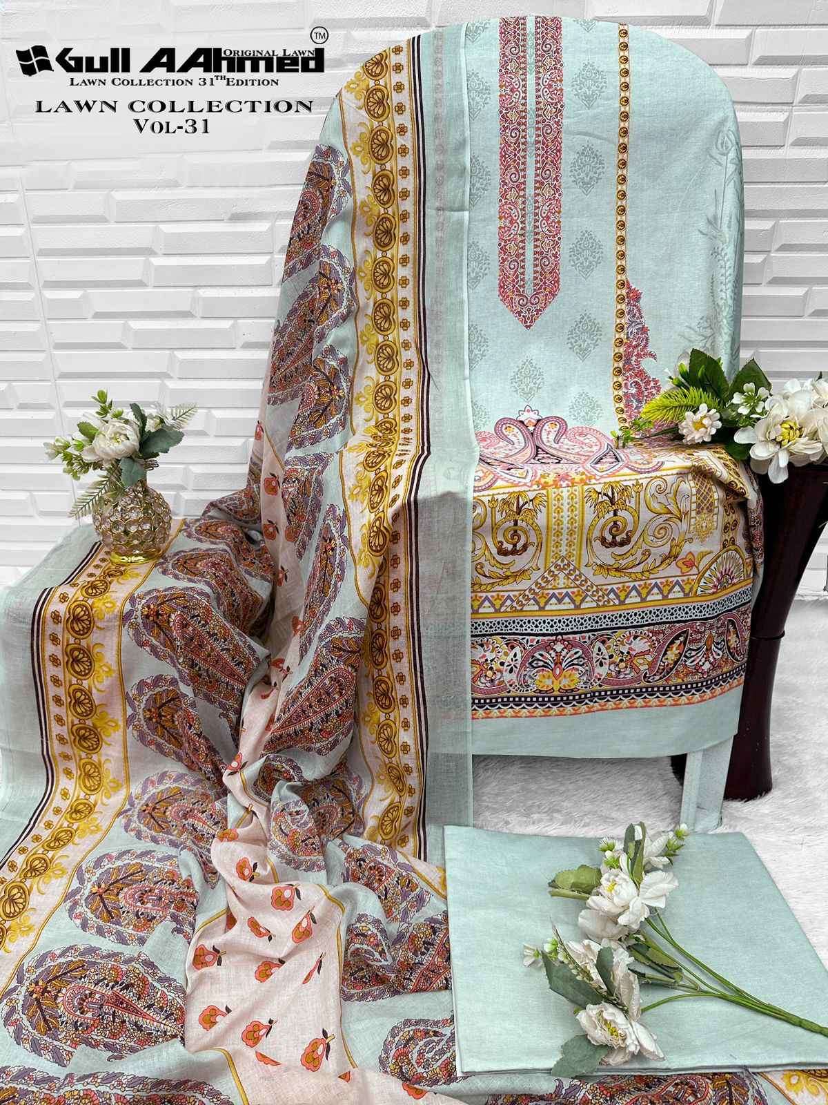 Gull Ahmed Lawn Collection Vol-31 Cambric Cotton Dress Material (6 Pc Catalouge)