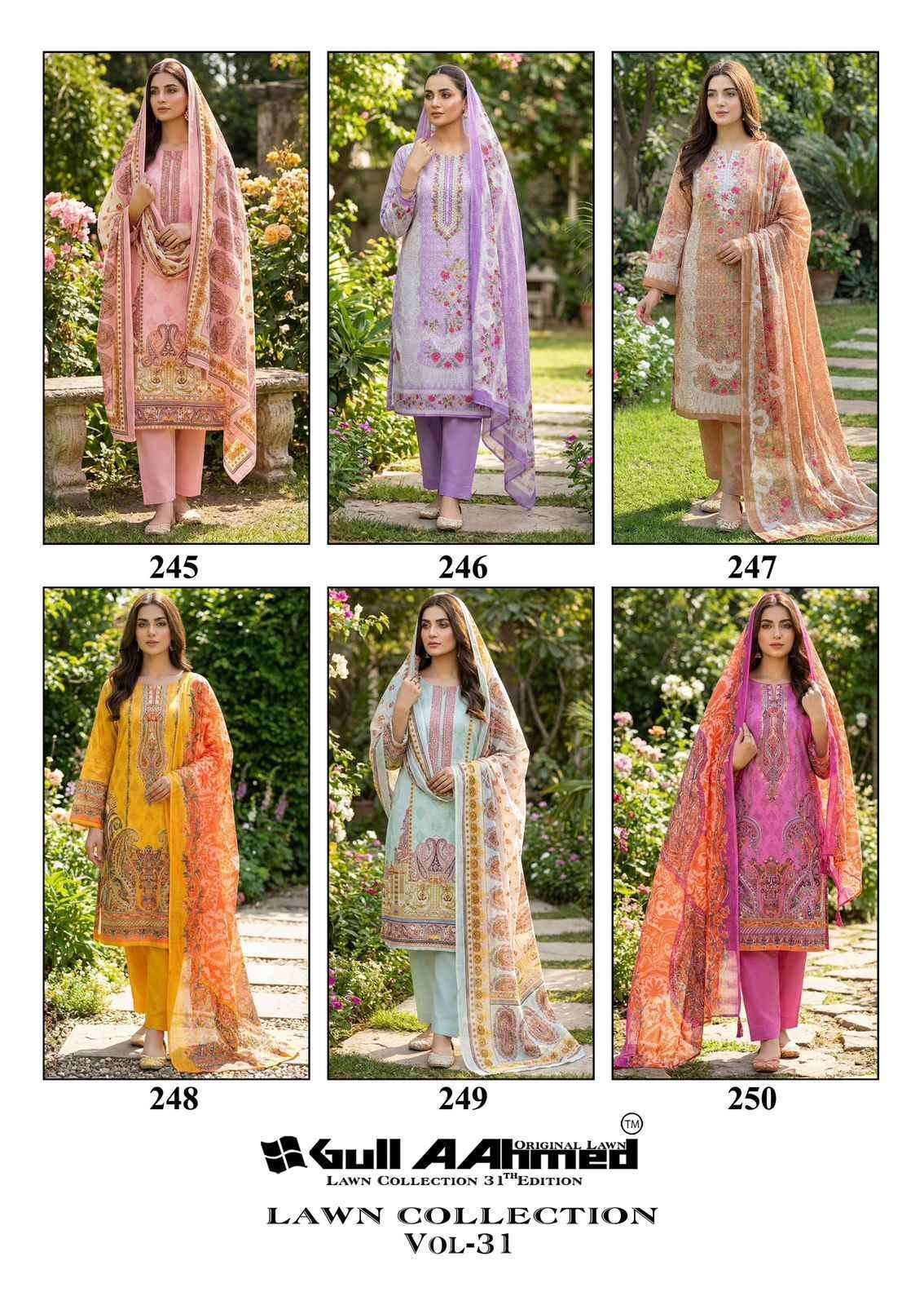 Gull Ahmed Lawn Collection Vol-31 Cambric Cotton Dress Material (6 Pc Catalouge)