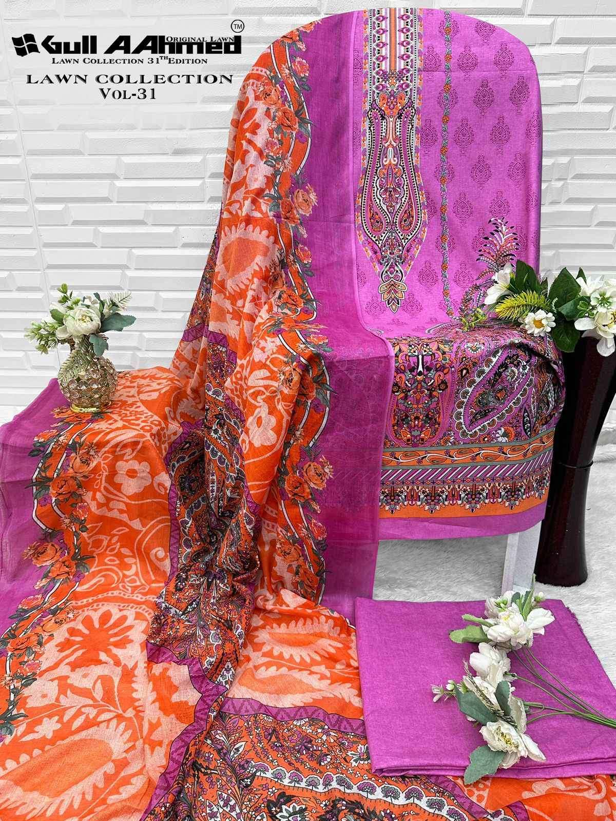 Gull Ahmed Lawn Collection Vol-31 Cambric Cotton Dress Material (6 Pc Catalouge)