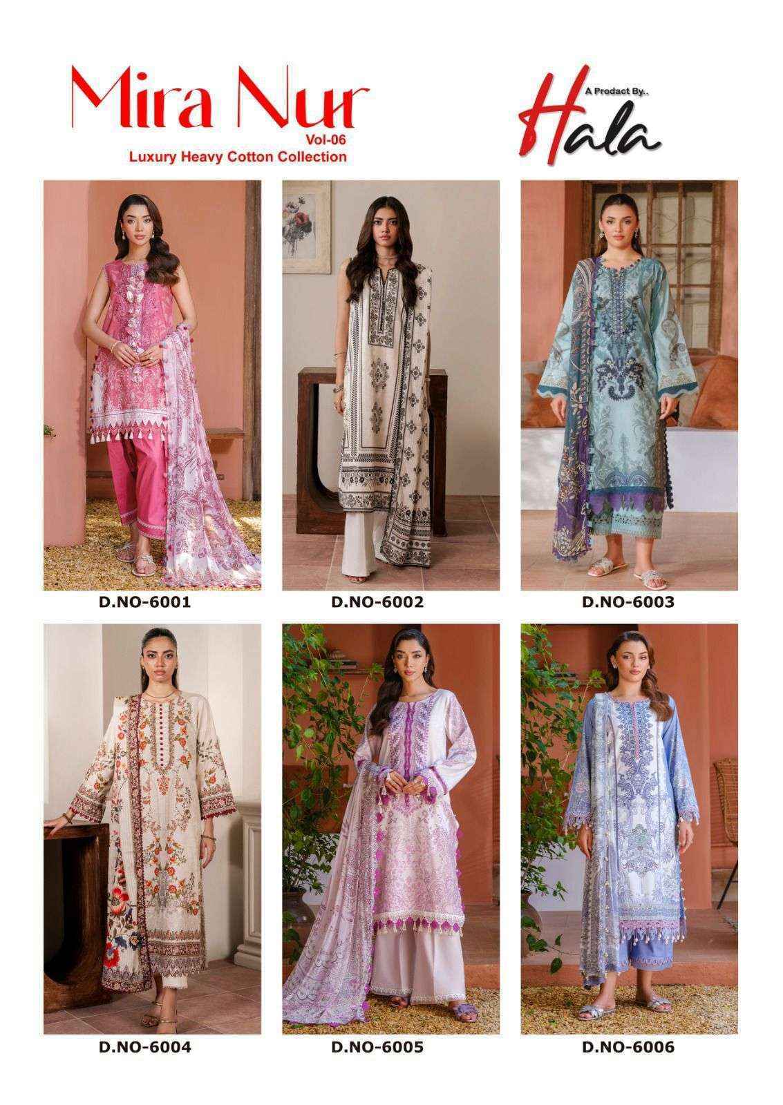 Hala Mira Nur Vol-6 Lawn Cotton Dress Material (6 pcs Catalogue)