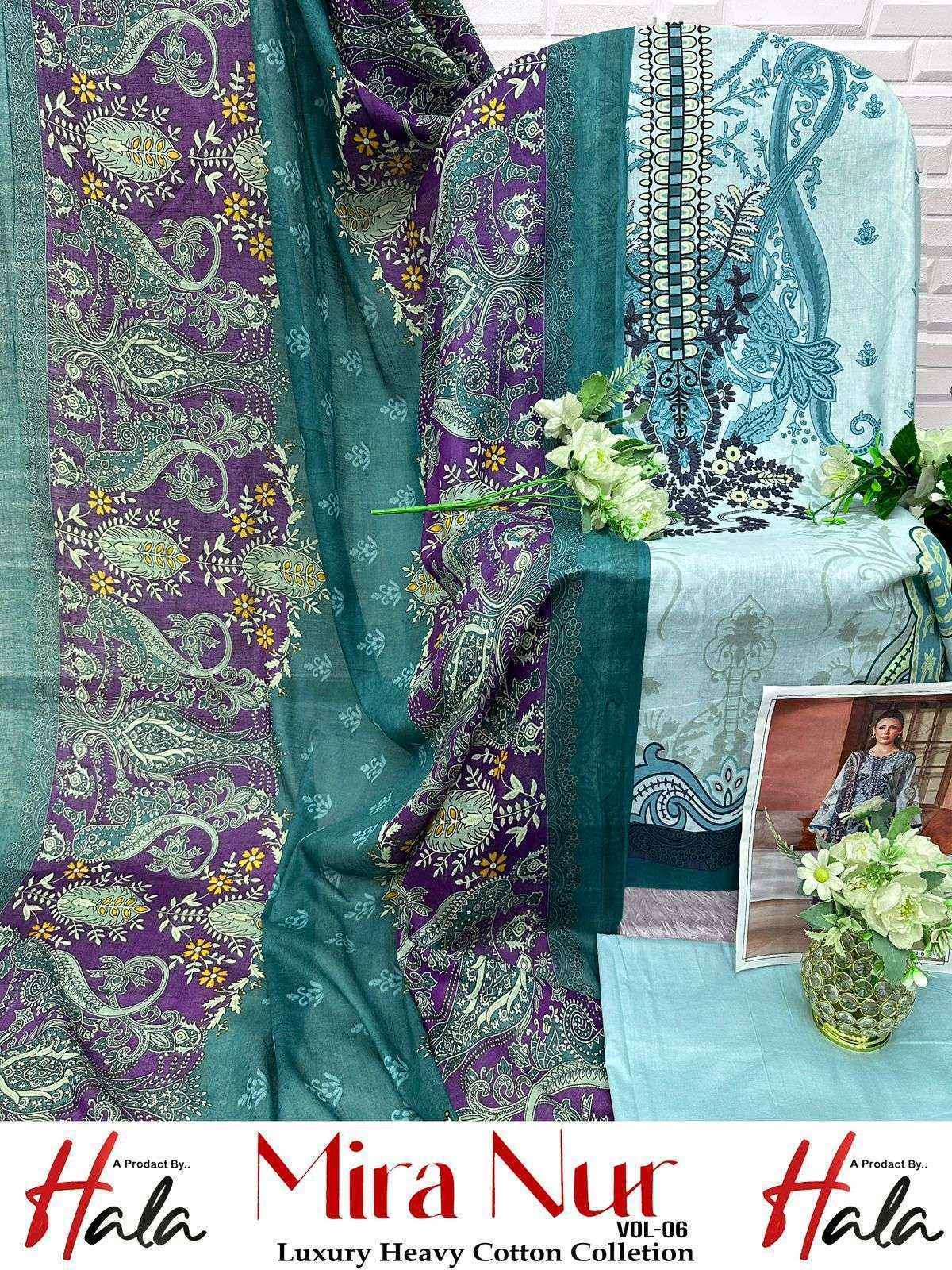 Hala Mira Nur Vol-6 Lawn Cotton Dress Material (6 pcs Catalogue)