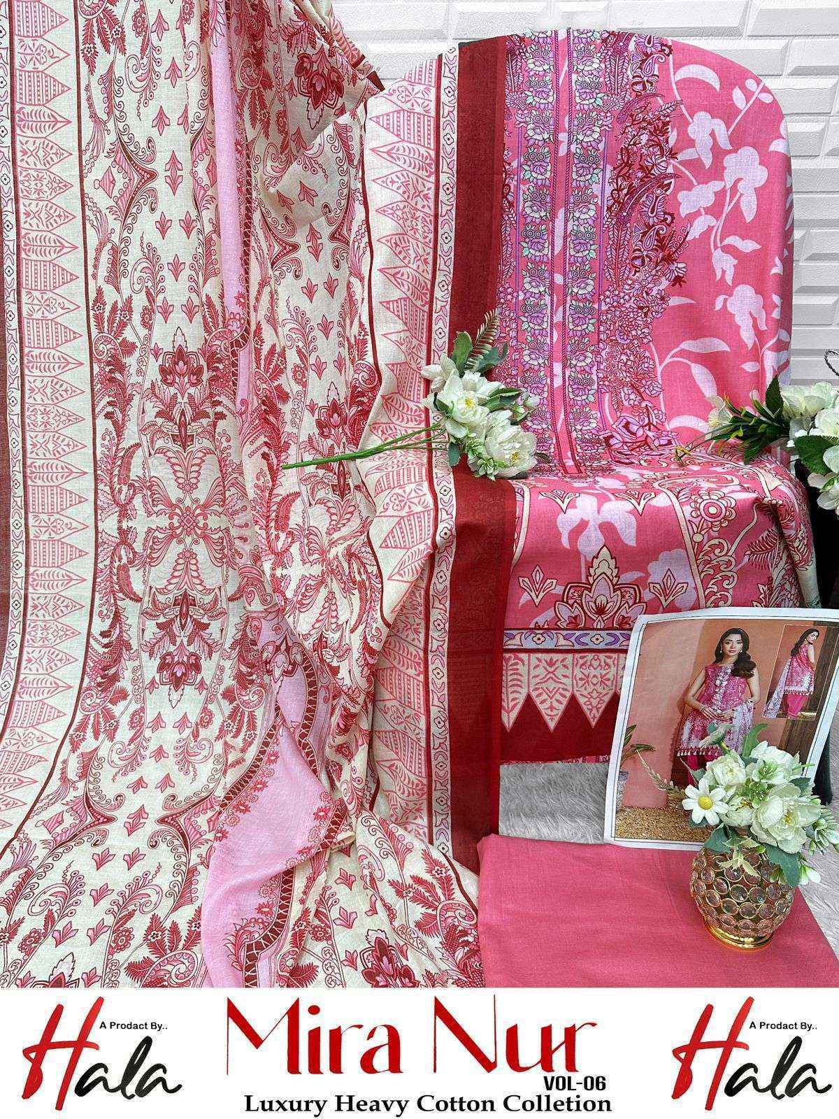 Hala Mira Nur Vol-6 Lawn Cotton Dress Material (6 pcs Catalogue)