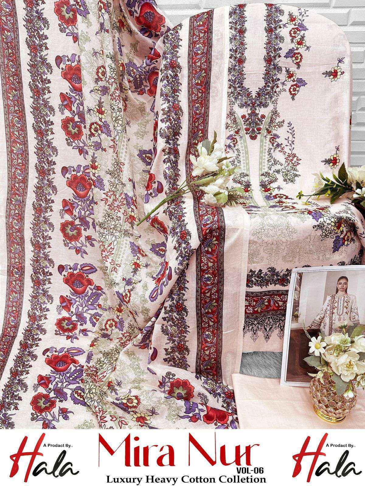 Hala Mira Nur Vol-6 Lawn Cotton Dress Material (6 pcs Catalogue)