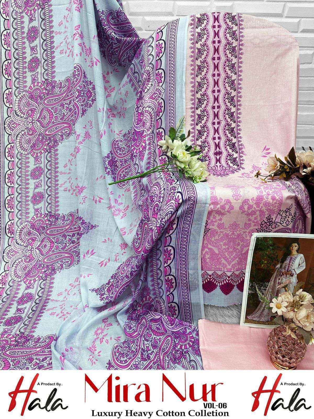 Hala Mira Nur Vol-6 Lawn Cotton Dress Material (6 pcs Catalogue)