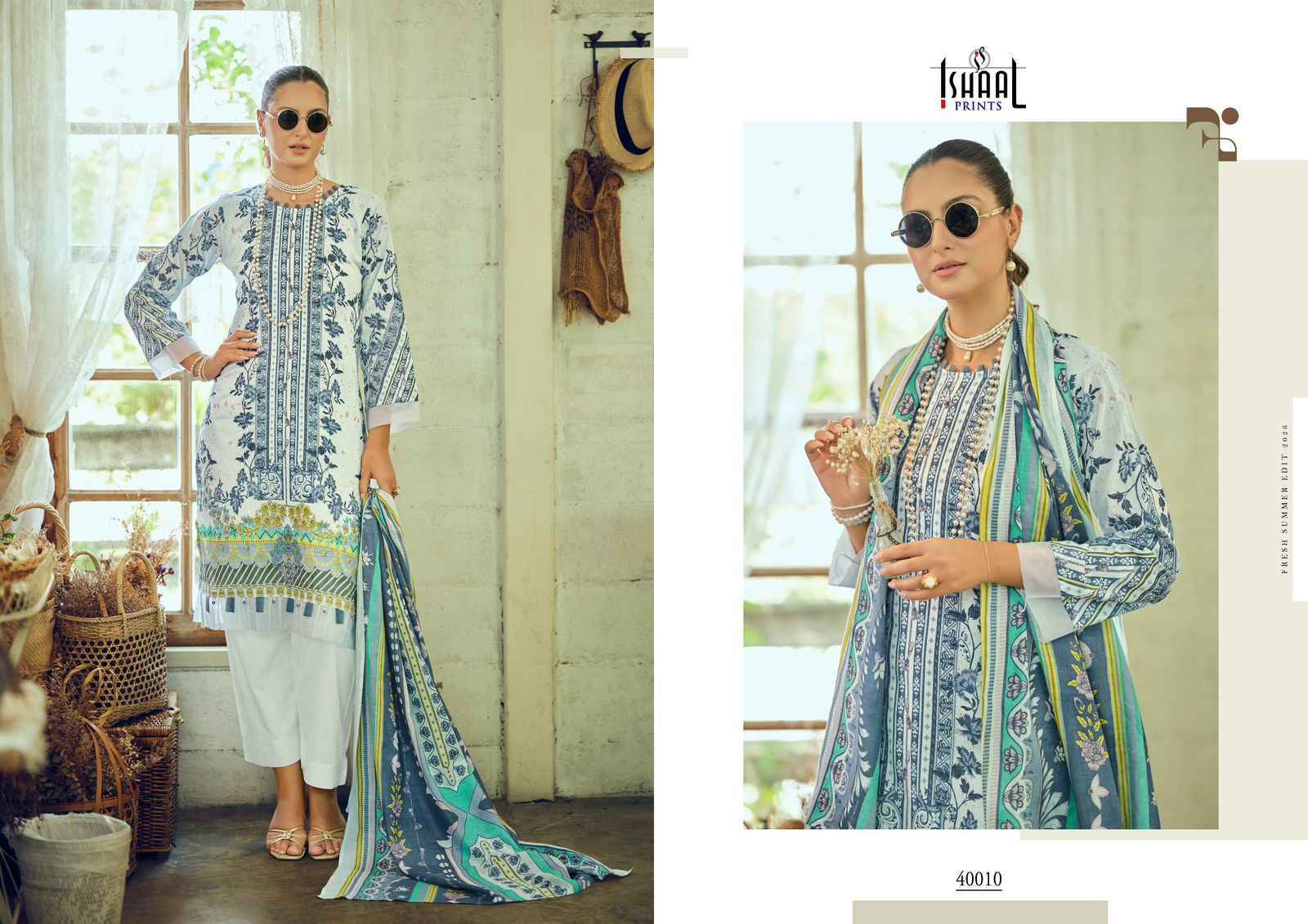 Ishaal Prints Gulmohar Vol-40 Lawn Cotton Dress Material (10 Pc Catalouge)
