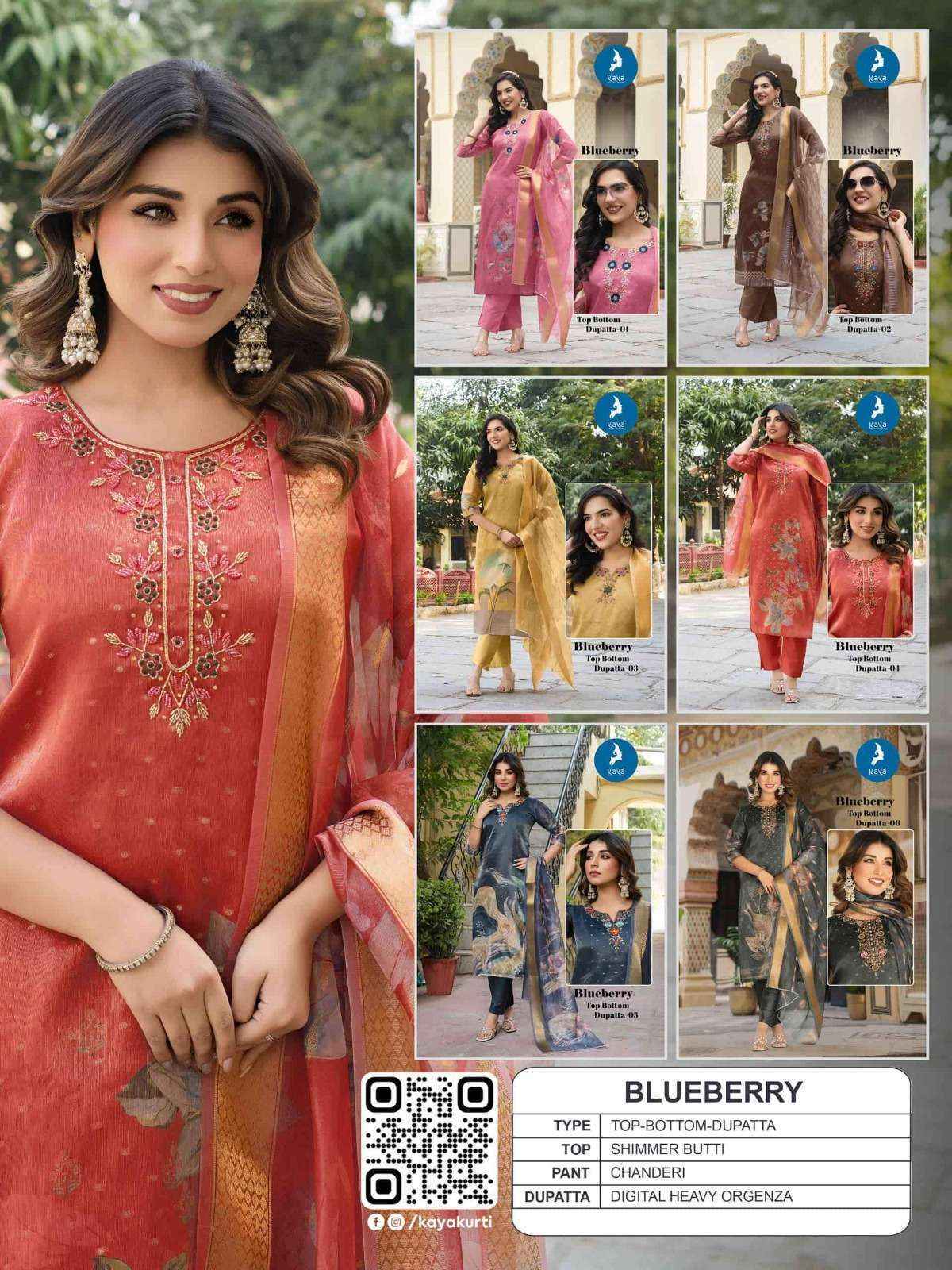 Kaya Blue Berry Simer Readymade Suit (6 pcs Catalogue)
