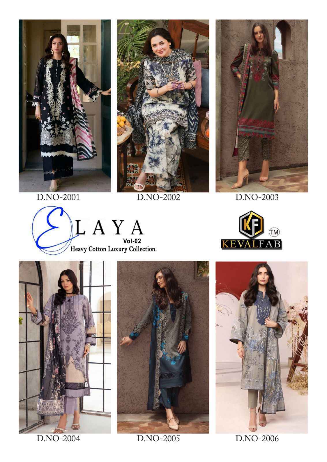 Keval Fab Elaya Vol-2 Lawn Cotton Dress Material (6 pcs Catalogue)