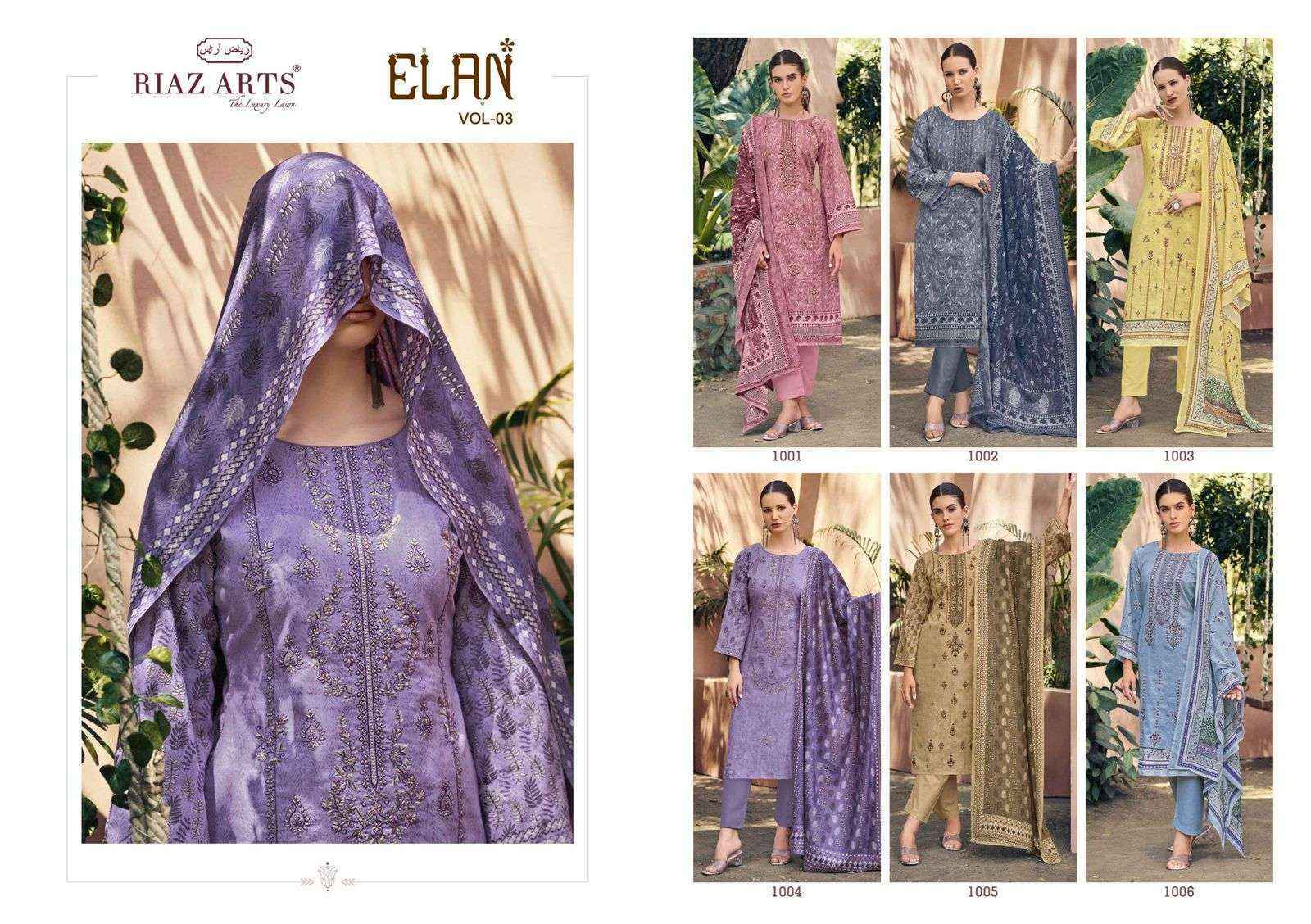 Mumtaz Arts Elan Vol-3 Lawn Cotton Dress Material (6 pcs Catalogue)