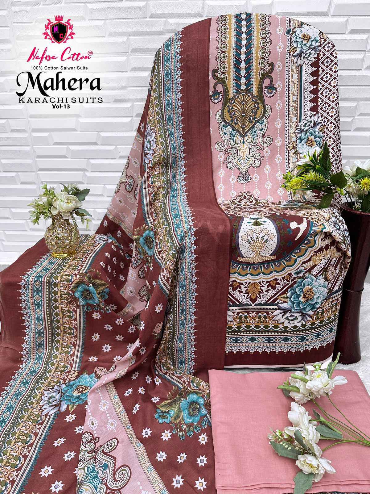 Nafisa Cotton Mahera Karachi Suits Vol-13 Cotton Dress Material (6 pcs Catalogue)