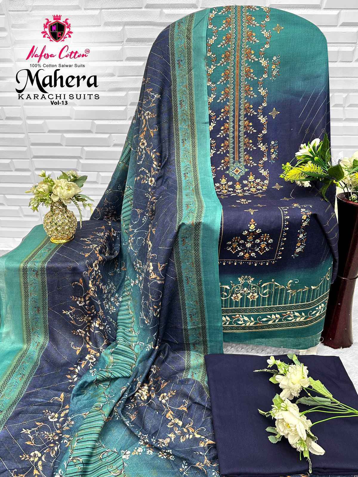 Nafisa Cotton Mahera Karachi Suits Vol-13 Cotton Dress Material (6 pcs Catalogue)